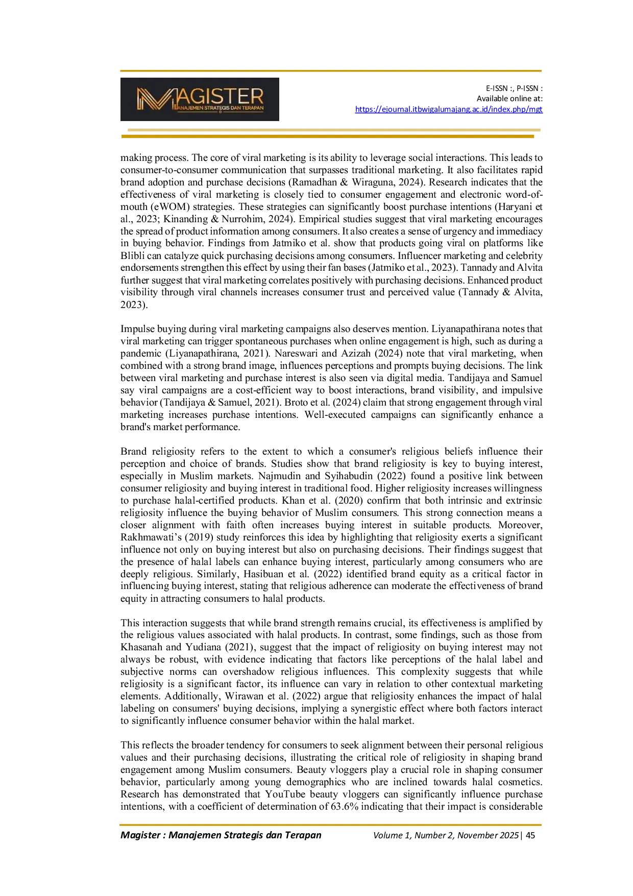 JURIS Safi Halal Cosmetic Product Purchasing Decision Through Buying Interest as an Intervening Variable