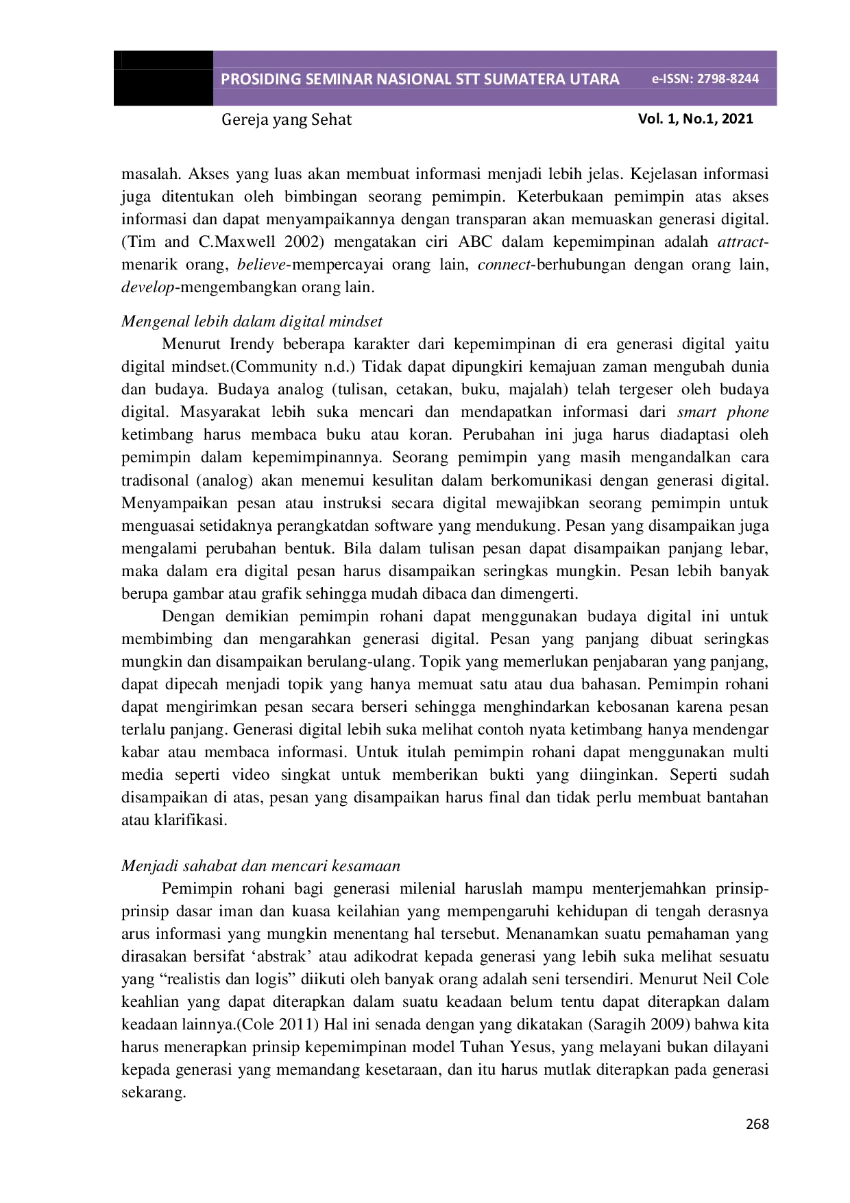 JURIS Tantangan Komunikasi Pemimpin Rohani pada Generasi Milenial