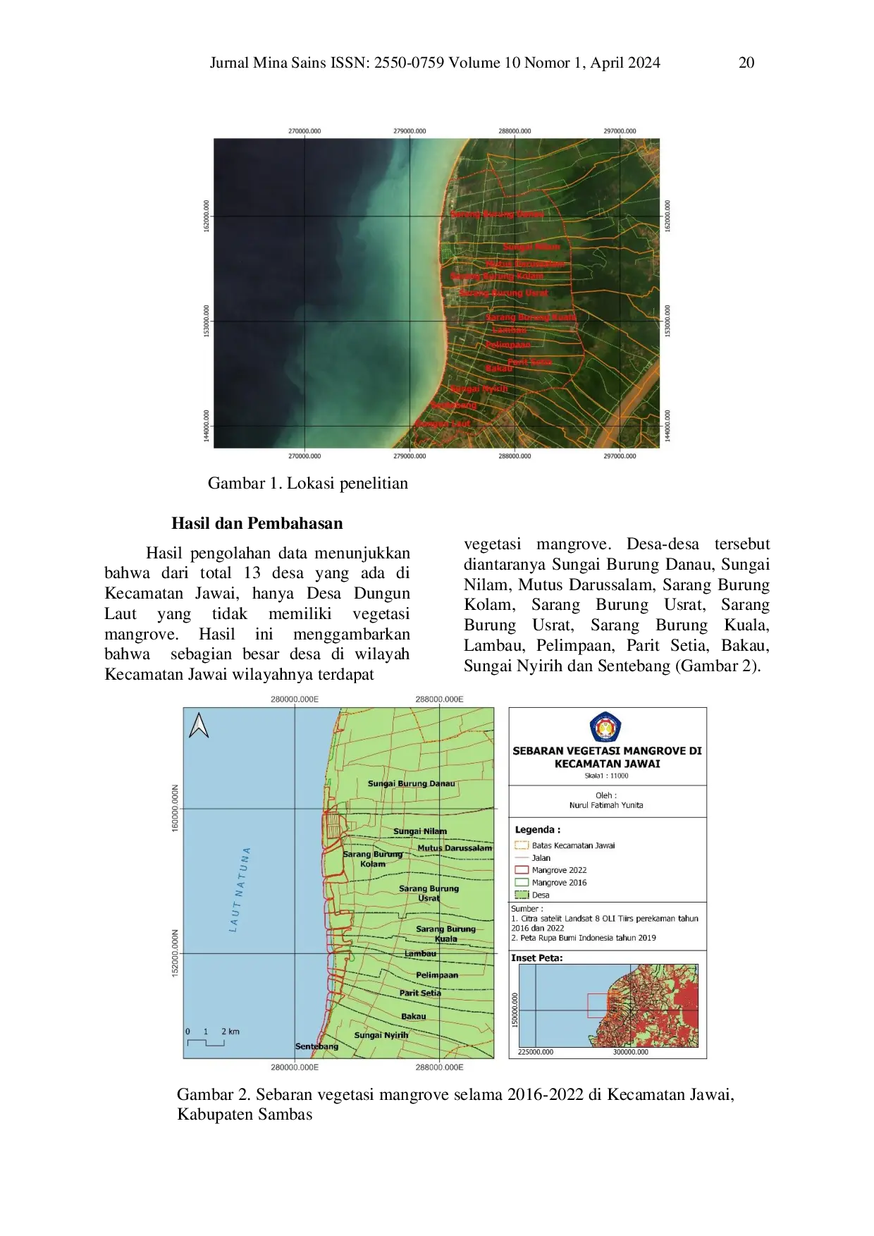 JURIS Distribution and changes in mangrove area using satellite imagery of Landsat 8 OLI TIRS