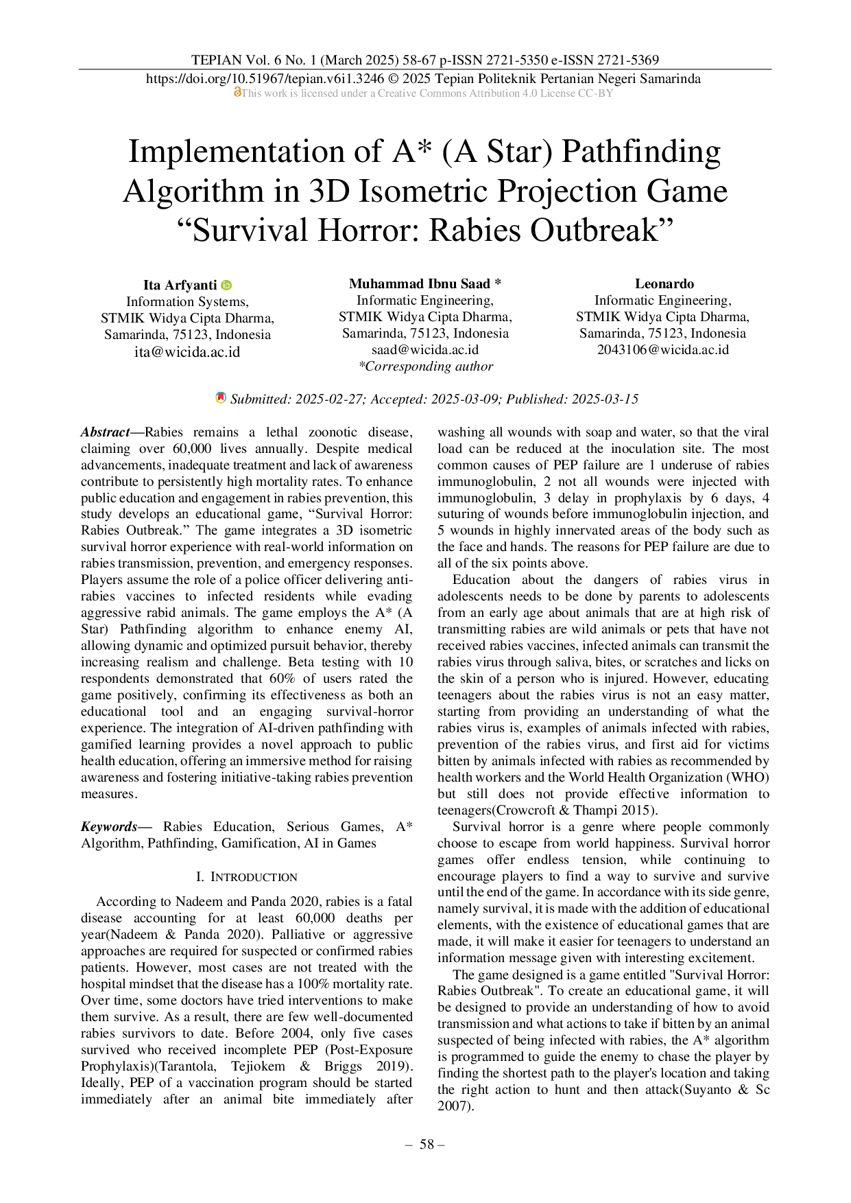 JURIS Implementation of A A Star Pathfinding Algorithm in 3D Isometric Projection Game Survival Horror Rabies Outbreak