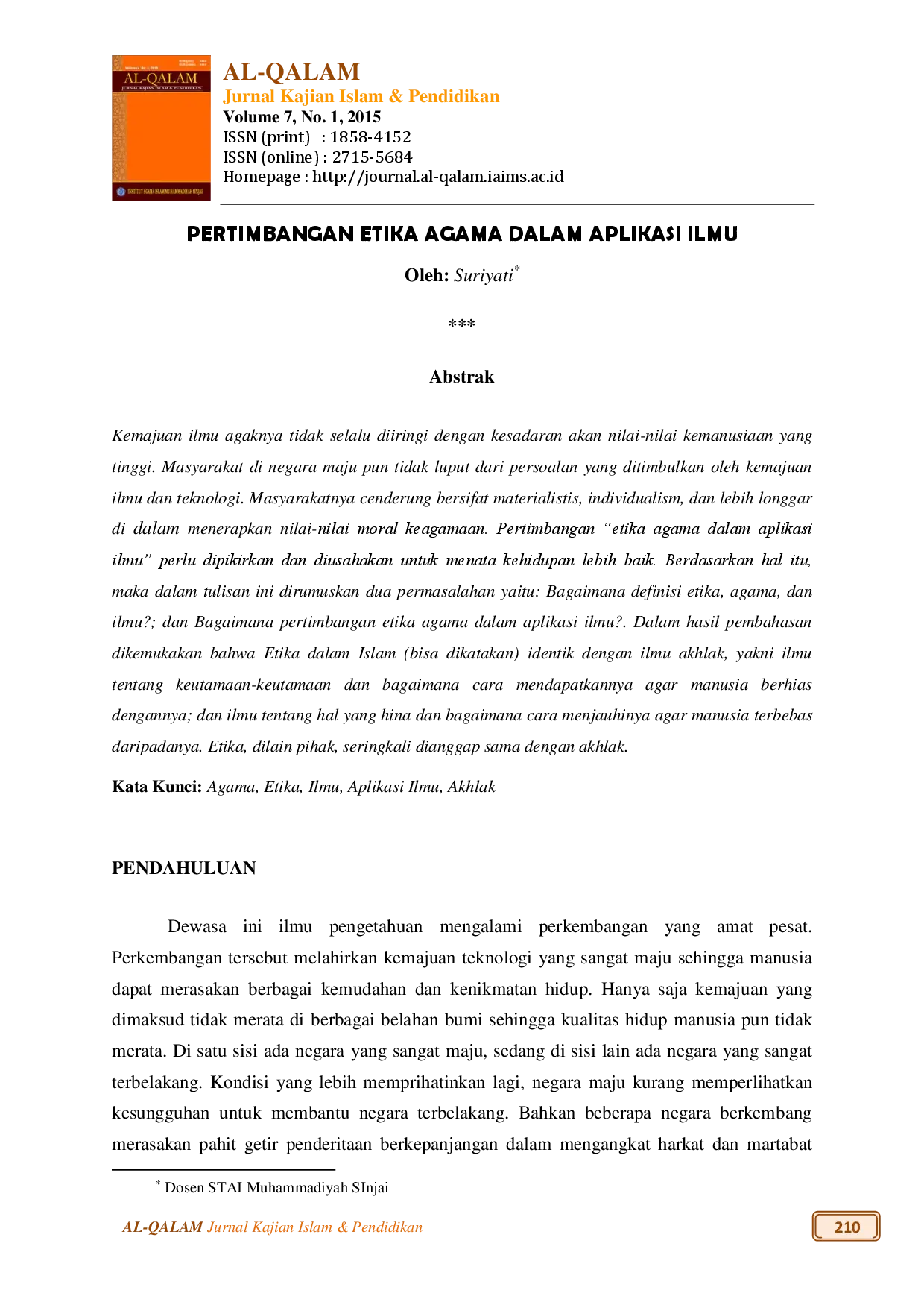 juris Pertimbangan Etika Agama Dalam Aplikasi Ilmu