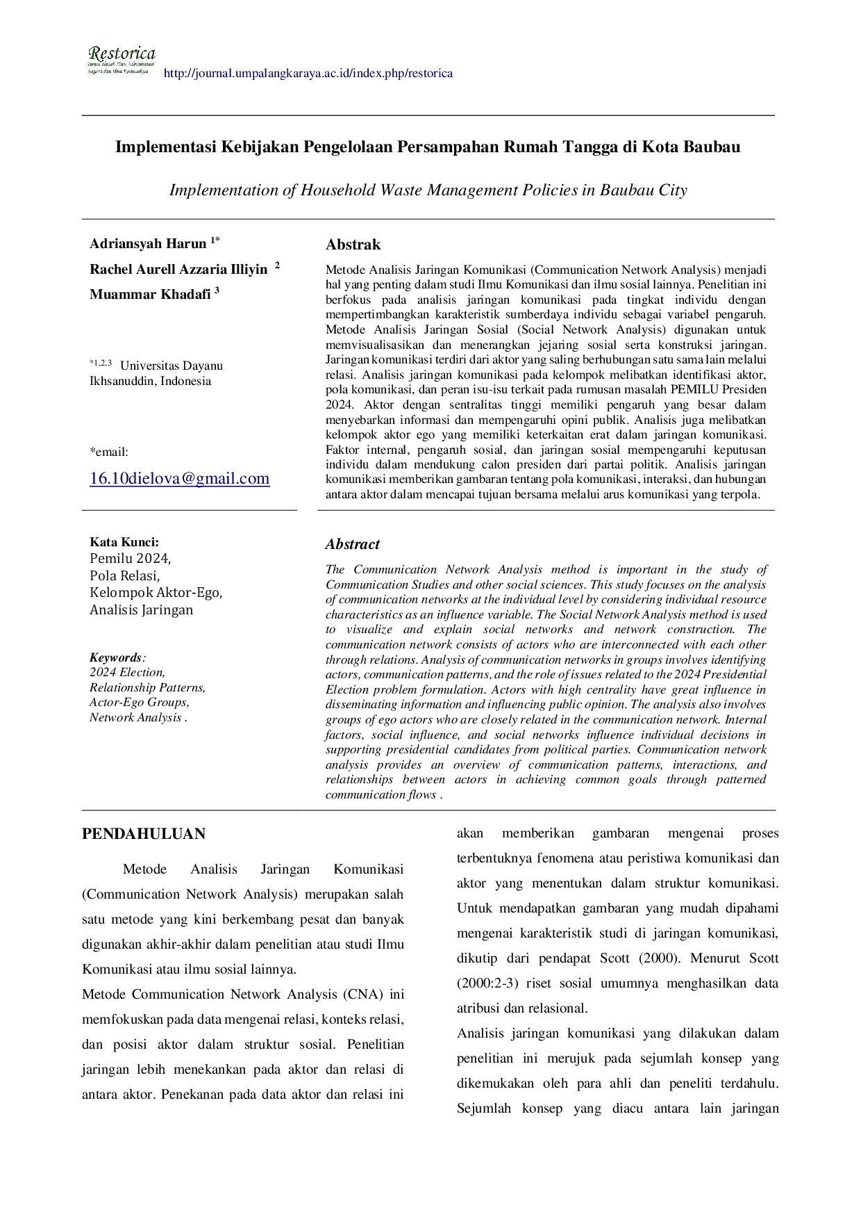 JURIS Pola Relasi Dalam Isu Capres Cawapres Pada Pemilu 2024