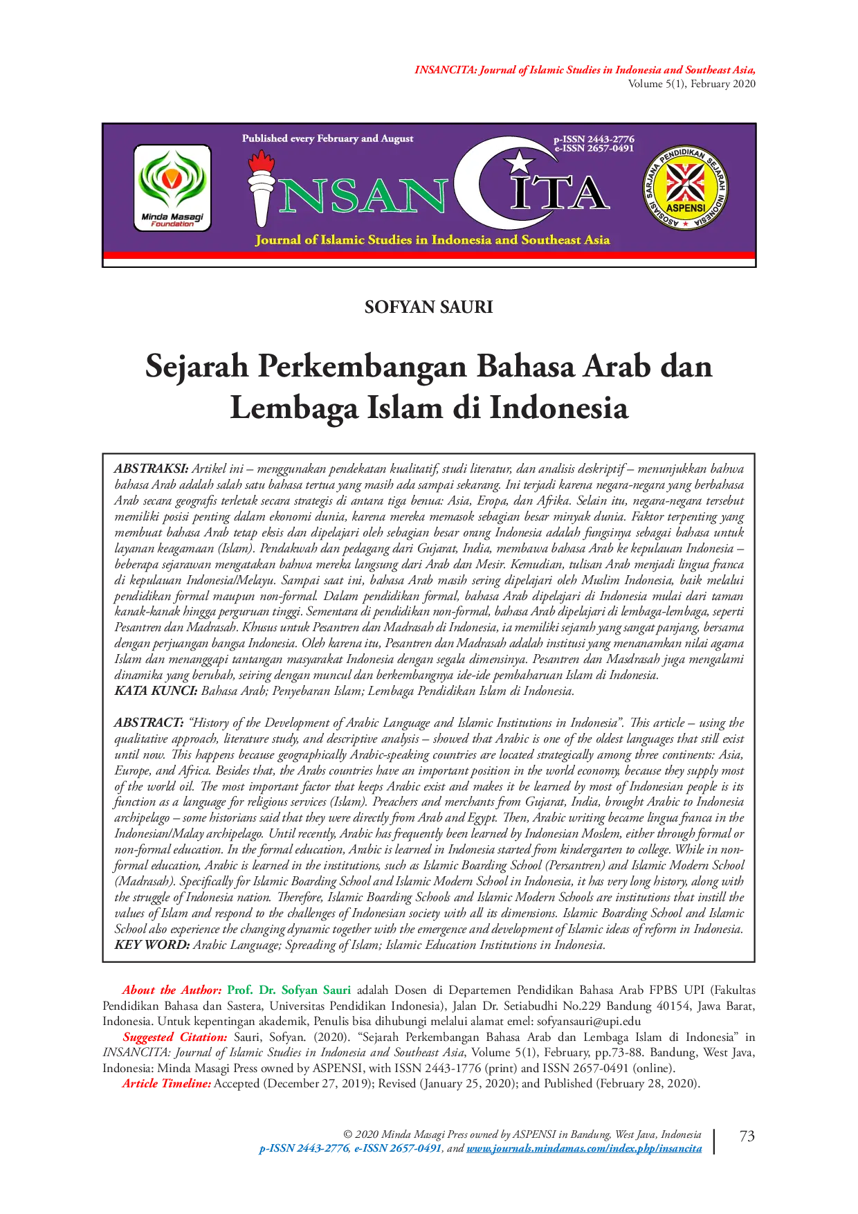 JURIS Sejarah Perkembangan Bahasa Arab dan Lembaga Islam di Indonesia
