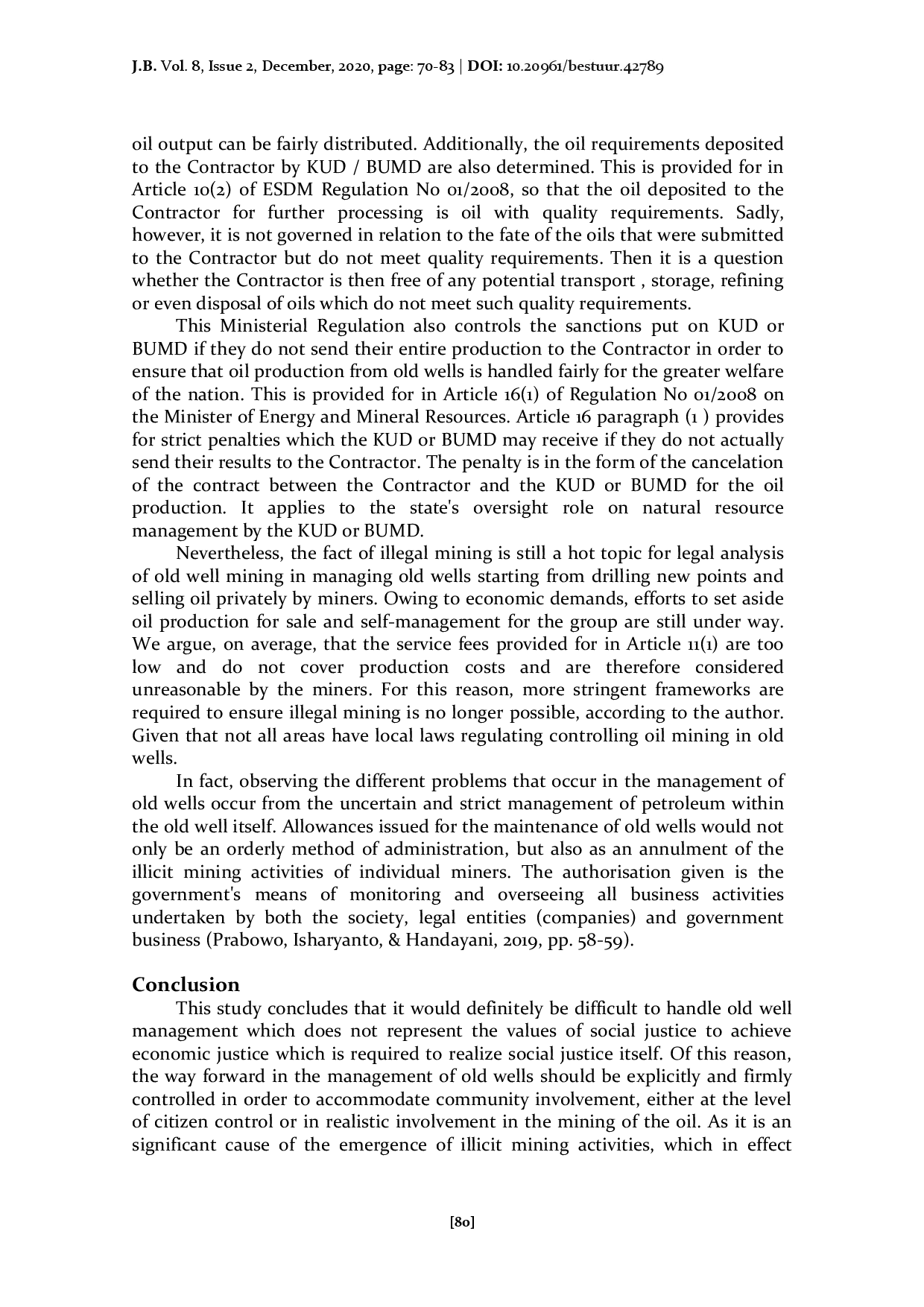 juris Setting of Earth Oil Management in Old Wells Based on the Principle Social Justice