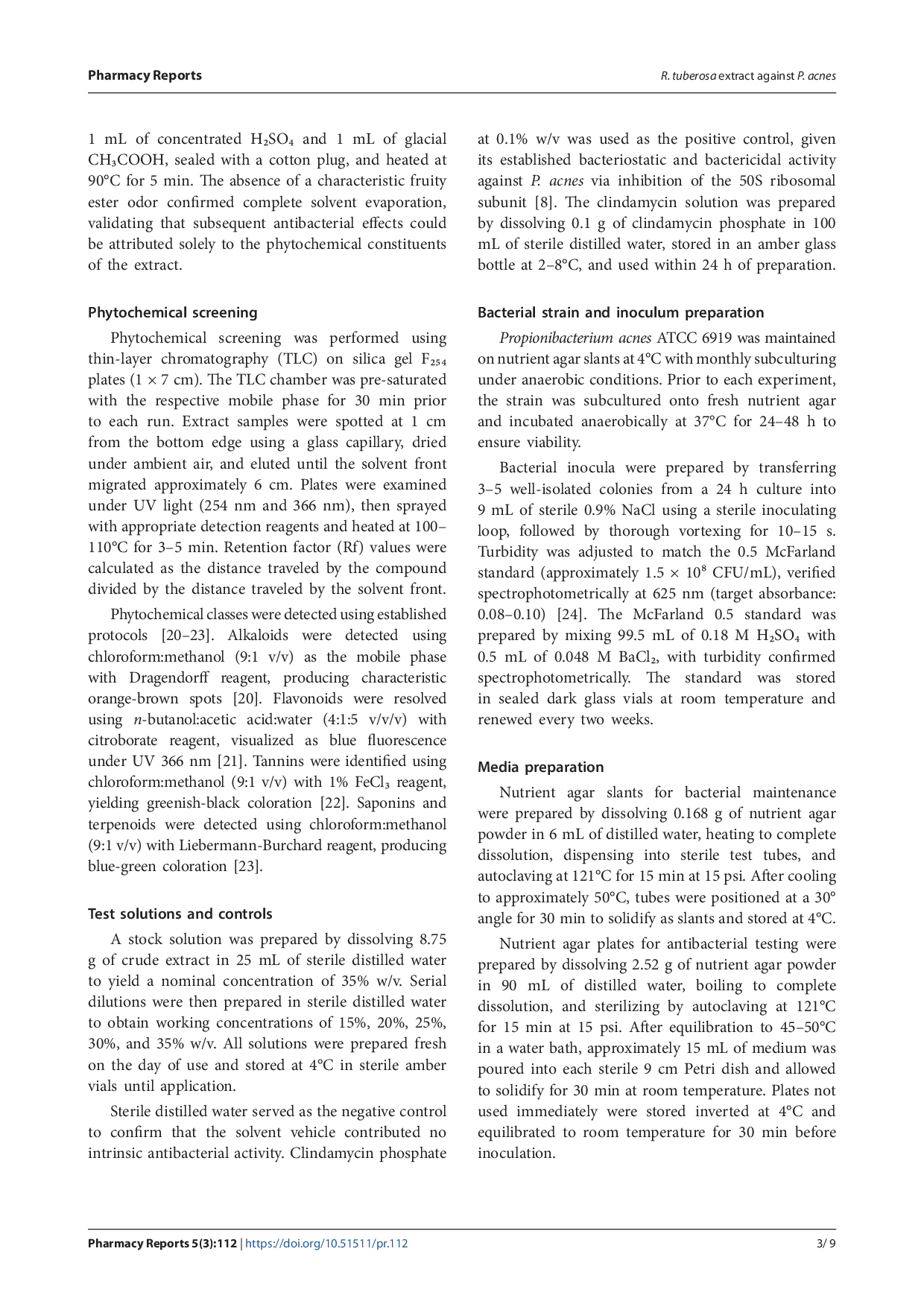 JURIS Concentration dependent antibacterial activity of Ruellia tuberosa L leaf ethanol extract against Propionibacterium acnes ATCC 6919