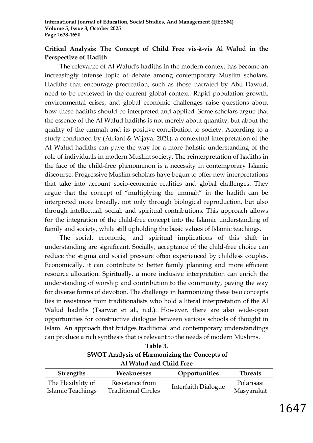 JURIS Child Free Vis a Vis Al Walud in the Perspective of Hadith