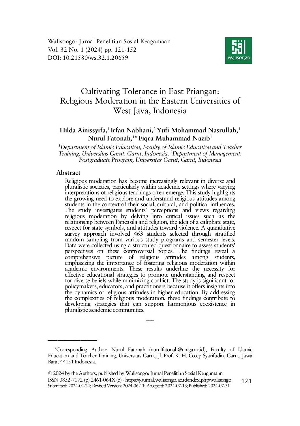 JURIS Cultivating Tolerance in East Priangan Religious Moderation in the Eastern Universities of West Java Indonesia