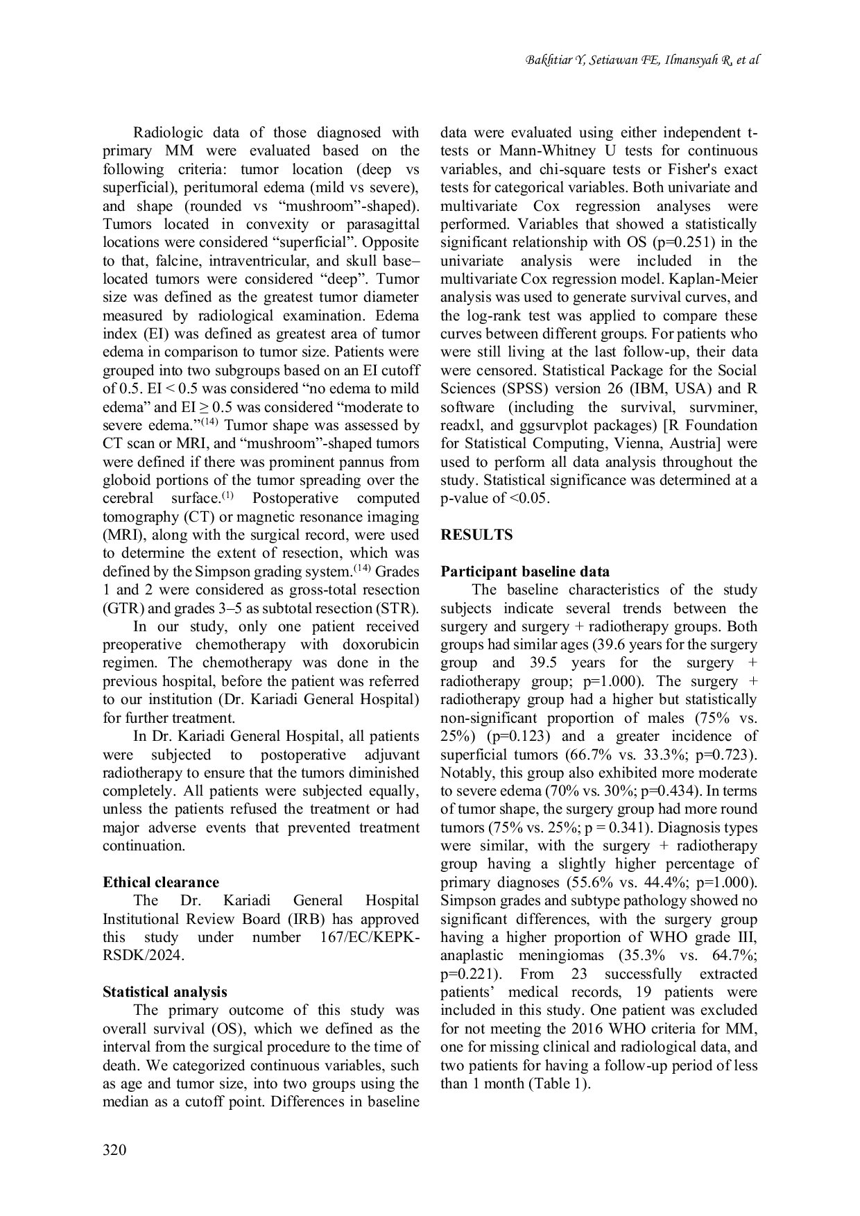 JURIS The survival benefits of adjuvant radiotherapy for malignant meningioma a retrospective cohort study