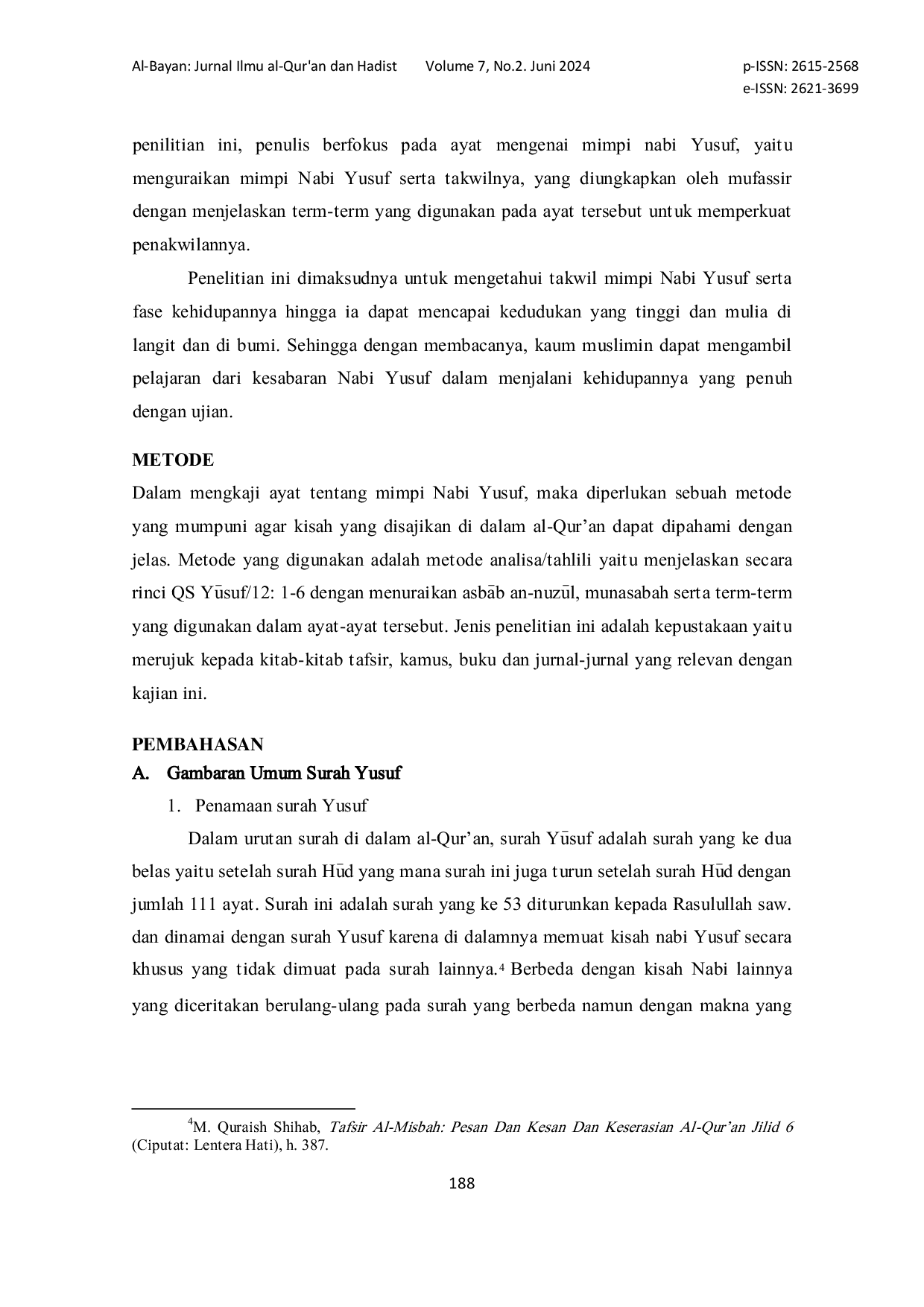 JURIS Tafsir Dan Analisis Mimpi Nabi Yusuf Kajian Terhadap Qs Yusuf 12 1 6