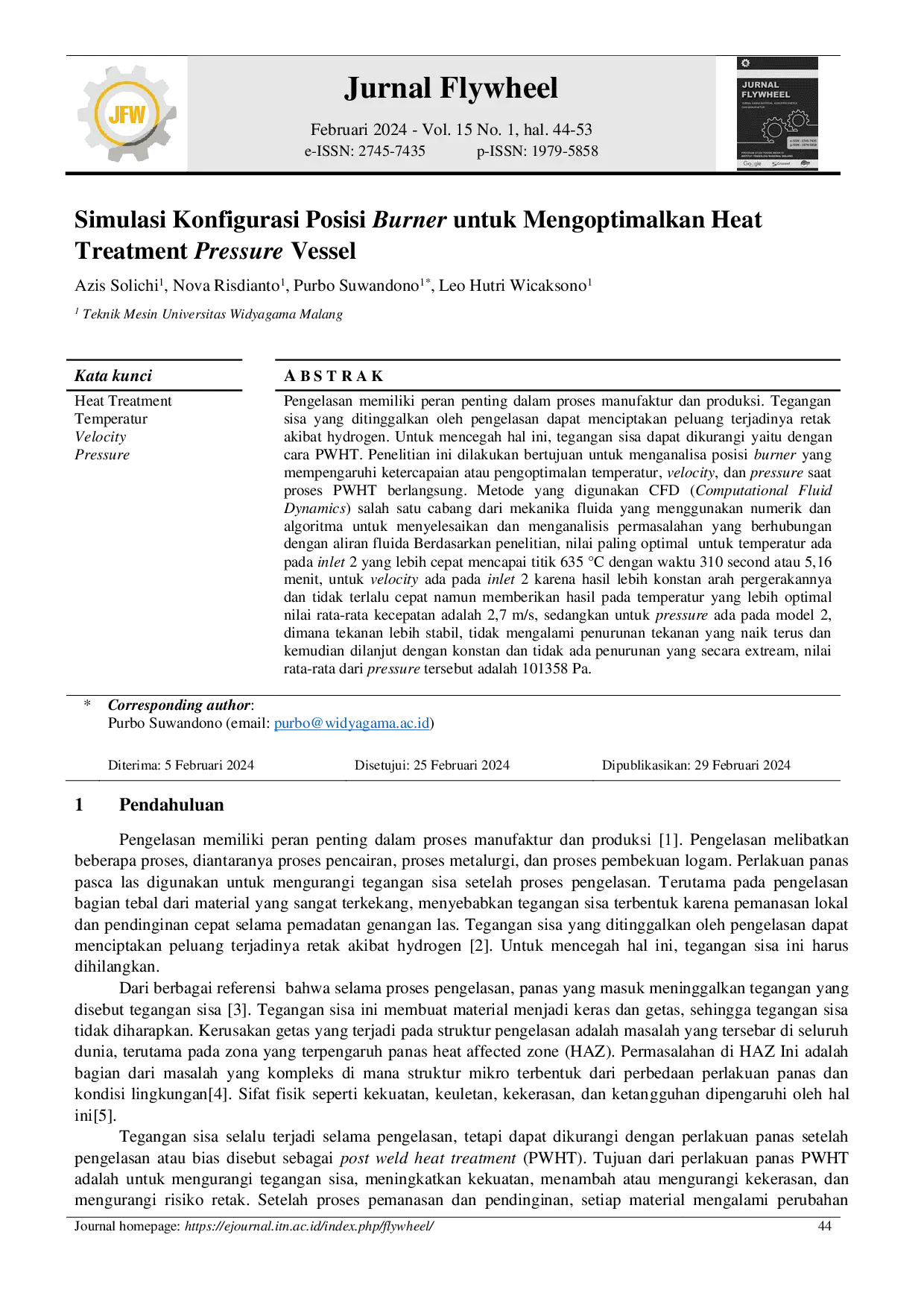 JURIS Simulasi Konfigurasi Posisi Burner untuk Mengoptimalkan Heat Treatment Pressure Vessel