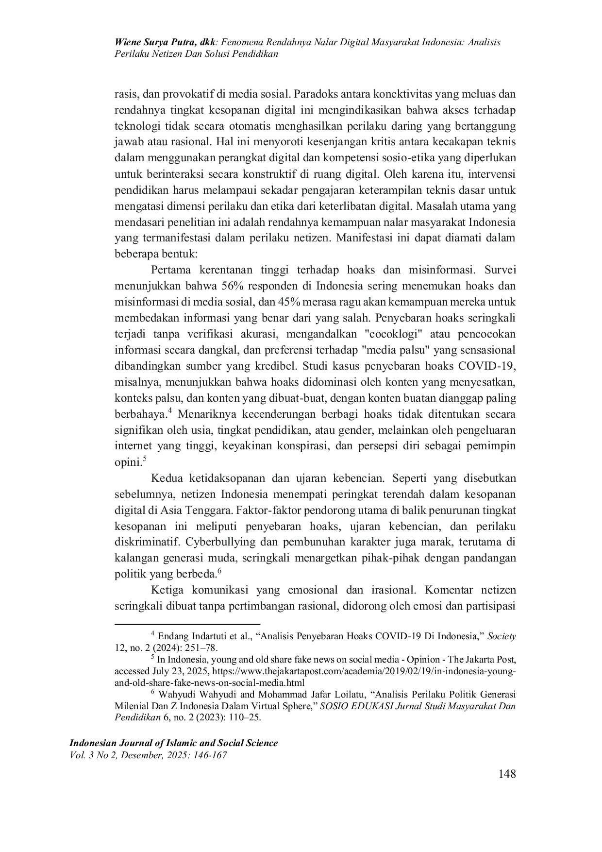 JURIS Fenomena Rendahnya Nalar Digital Masyarakat Indonesia Analisis Perilaku Netizen Dan Solusi Pendidikan