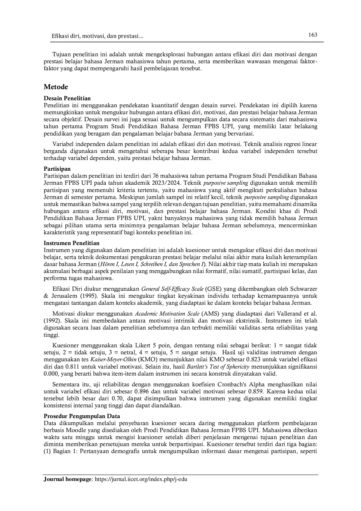 JURIS Efikasi diri motivasi dan prestasi studi eksploratif pada mahasiswa