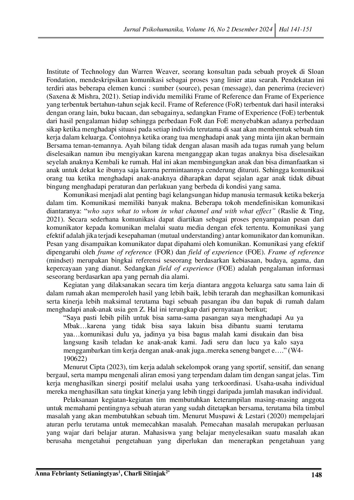 JURIS Mengintegrasikan Dinamika Tim Kerja Dalam Keluarga Dan Tantangan Realitas Era Digital Generasi Z Menavigasi Peran Ibu Sebagai Wanita Karier