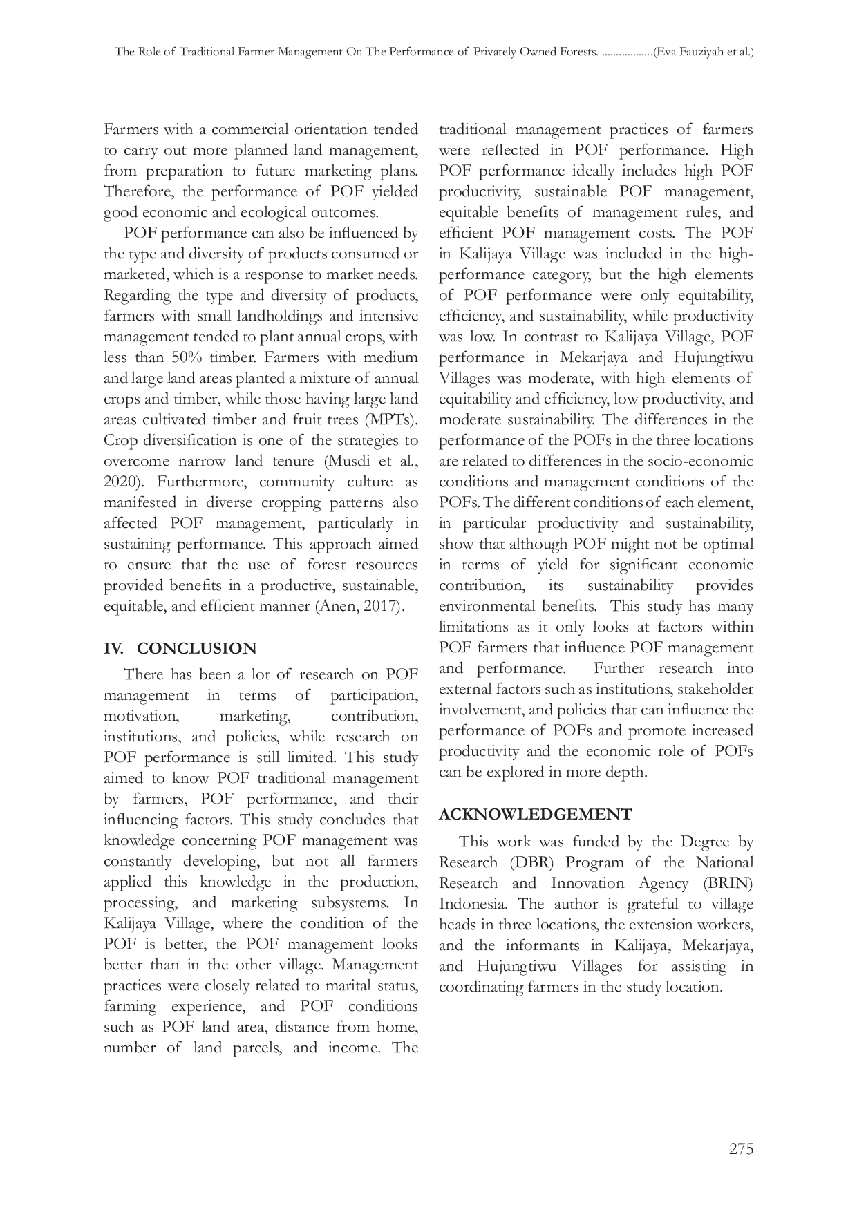JURIS Peran Pengelolaan Tradisional Petani pada Performansi Hutan Rakyat Studi Kasus Kabupaten Ciamis Jawa Barat Indonesia