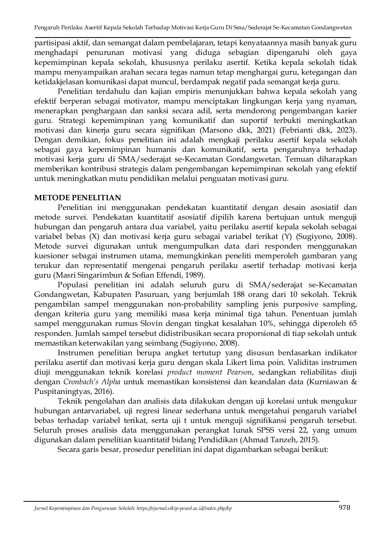 JURIS Pengaruh Perilaku Asertif Kepala Sekolah Terhadap Motivasi Kerja Guru Di Sma Sederajat Se Kecamatan Gondangwetan