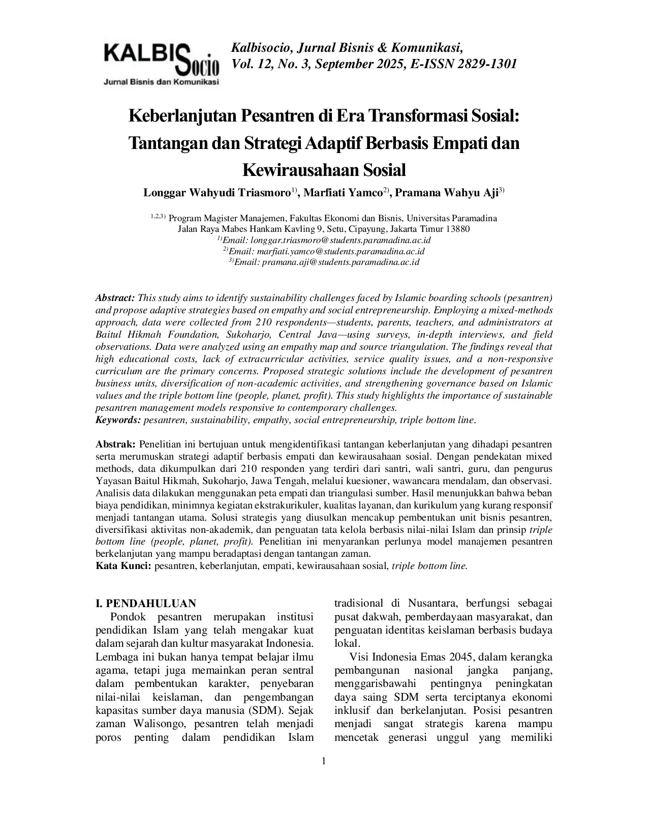 JURIS Keberlangsungan Pesantren Tantangan dan Solusinya