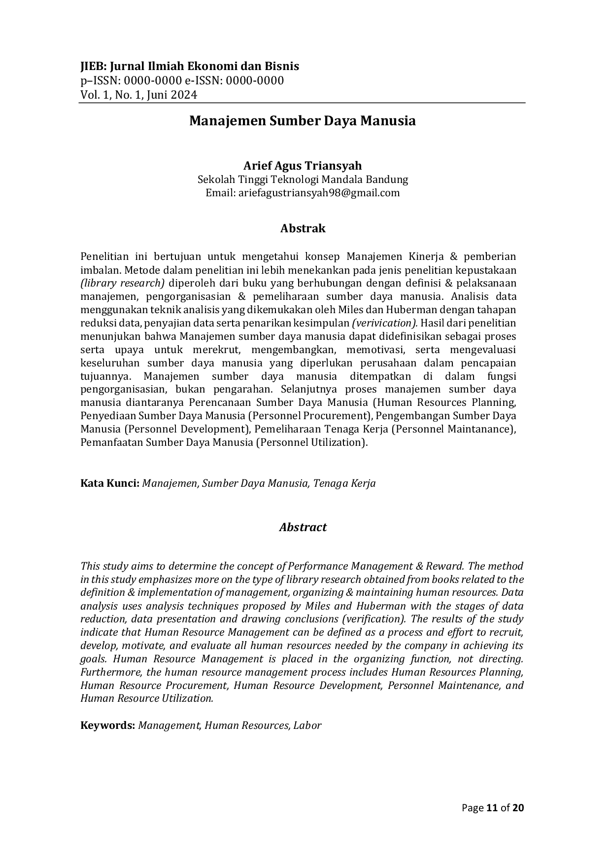 JURIS Manajemen Sumber Daya Manusia