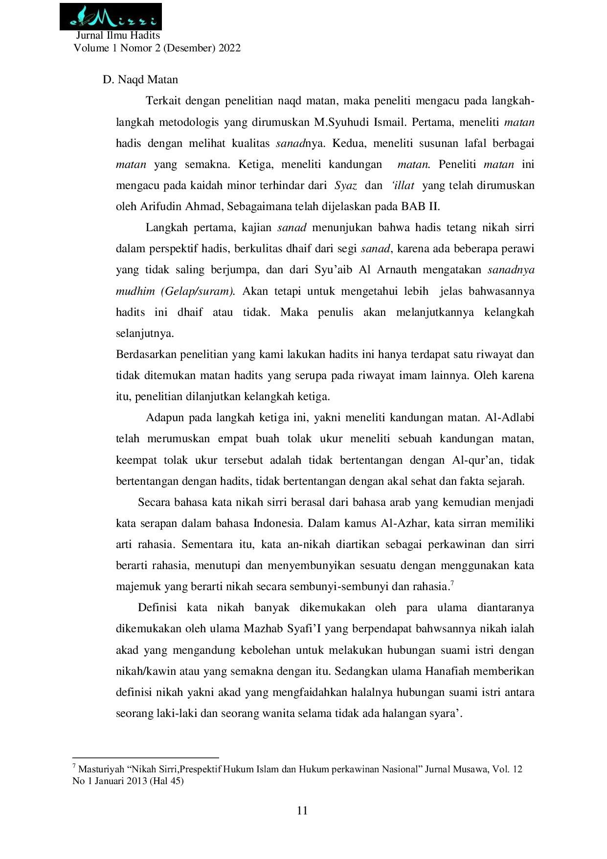 JURIS Nikah Sirih Dalam Perspektif Hadits