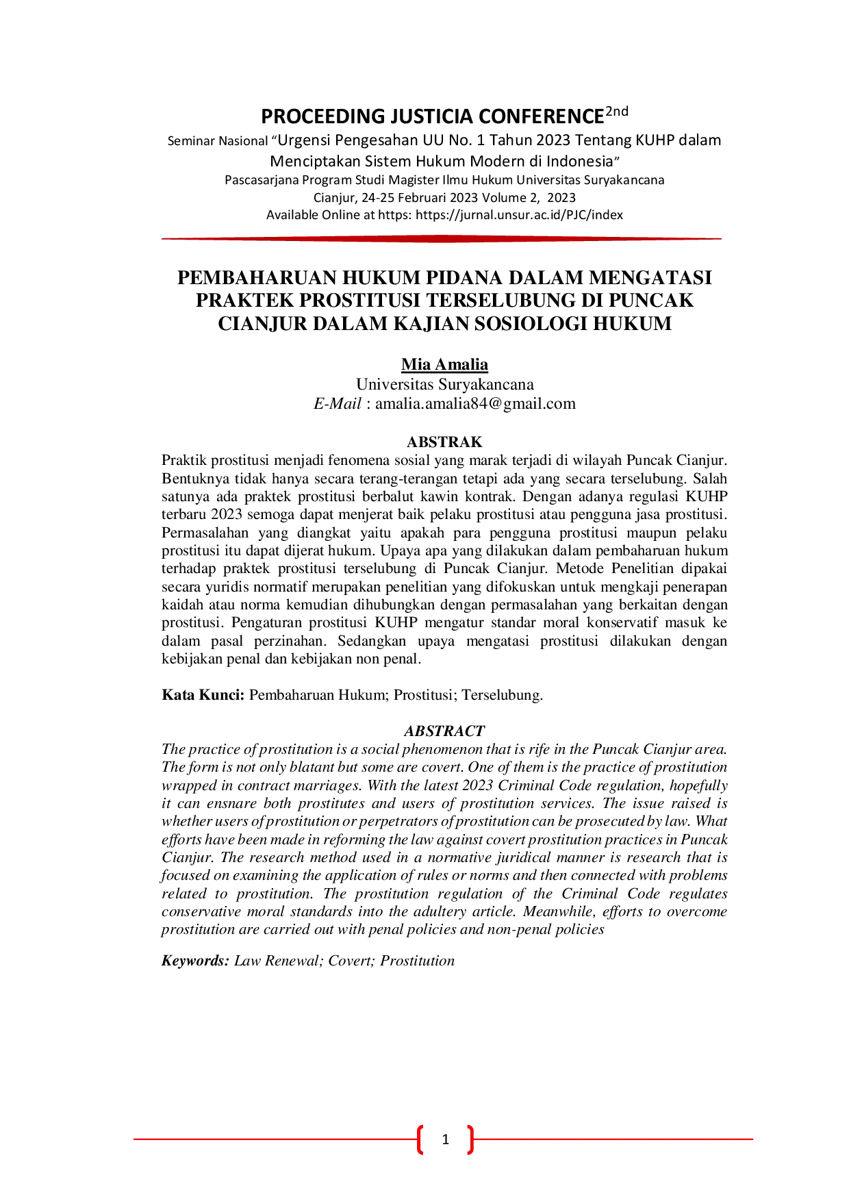 JURIS Pembaharuan Hukum Pidana Dalam Mengatasi Praktek Prostitusi Terselubung Di Puncak Cianjur Dalam Kajian Sosiologi Hukum