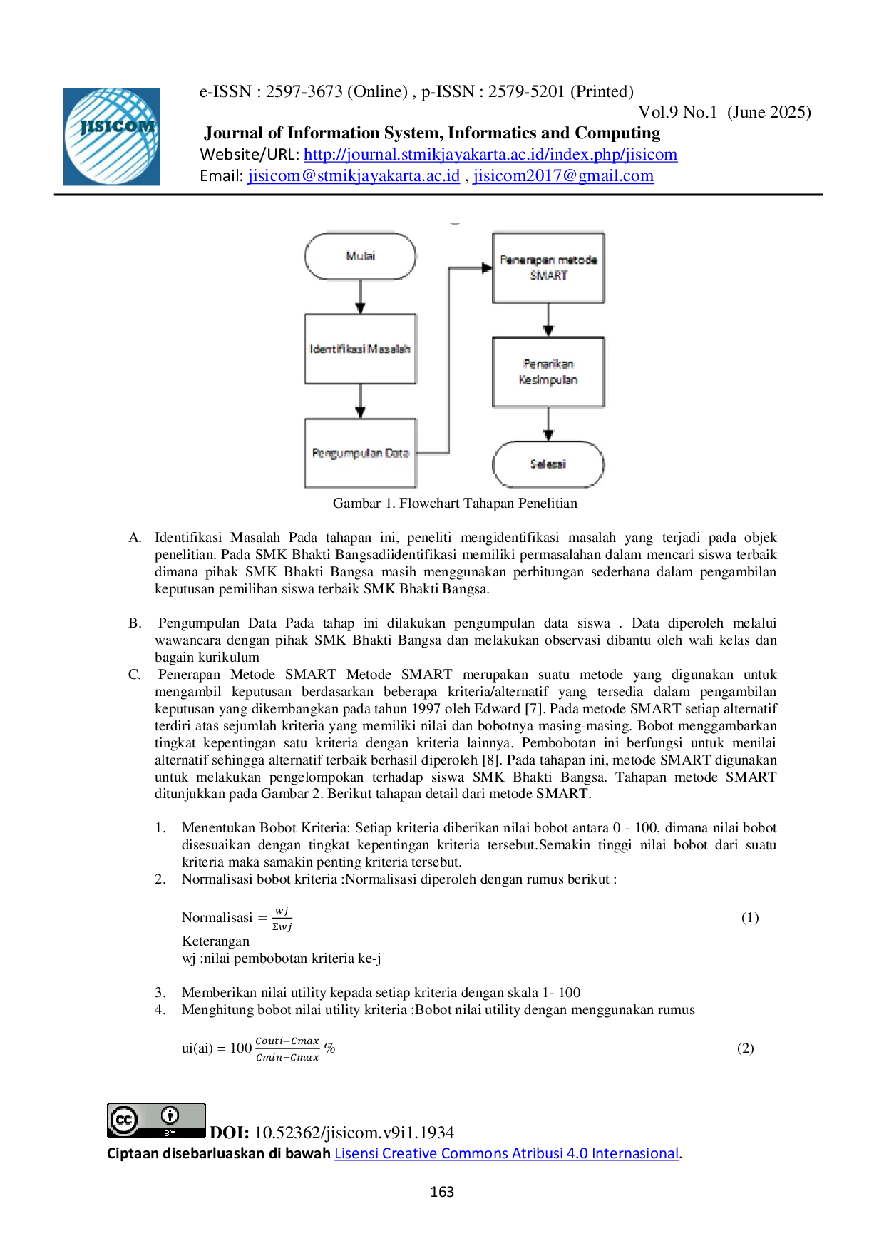 JURIS Sistem Pendukung Keputusan Dengan Metode Smart Untuk Pemilihan Siswa Terbaik