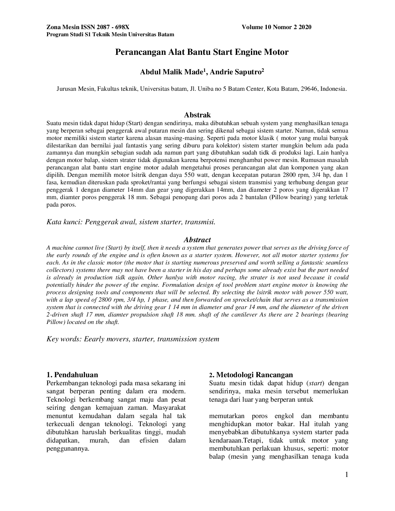 JURIS Perancangan Alat Bantu Start Engine Motor