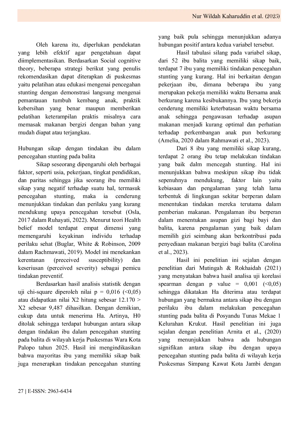 JURIS Maternal Practices and Stunting Prevention Among Toddlers A Study in Wara Health Center Palopo City 2025