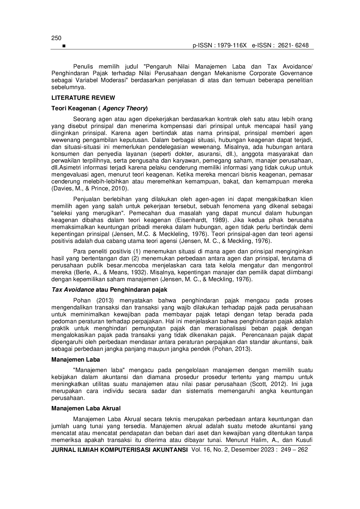 JURIS Pengaruh Dari Dampak Manajemen Laba Rill Dan Akrual Serta Penghindaran Pajak Terhadap Nilai Perusahaan Dengan Mekanisme Tata Kelola Perusahaan Sebagai Moderasi