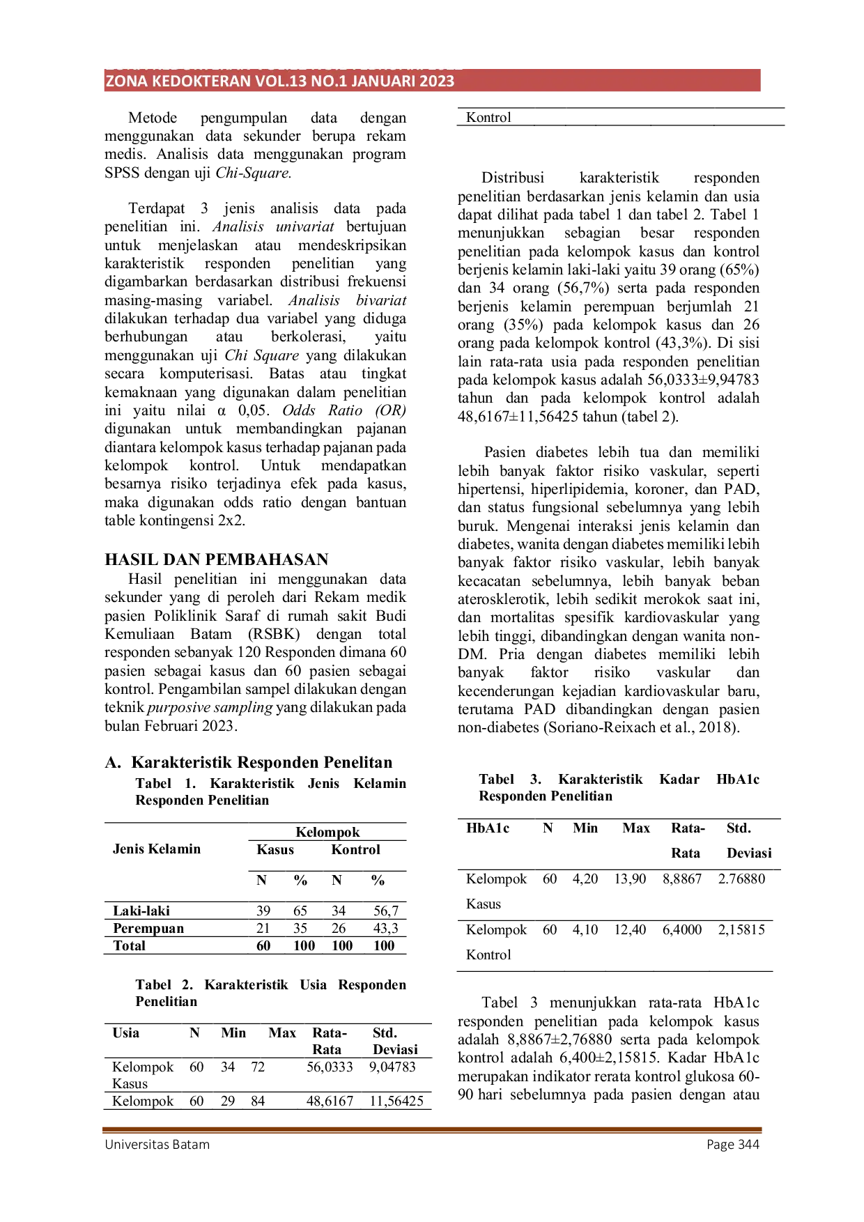 JURIS Hubungan Diabetes Melitus Tipe 2 Dengan Stroke Iskemik Pada Pasien Poliklinik Saraf Di Rumah Sakit Budi Kemuliaan Kota Batam Tahun 2021