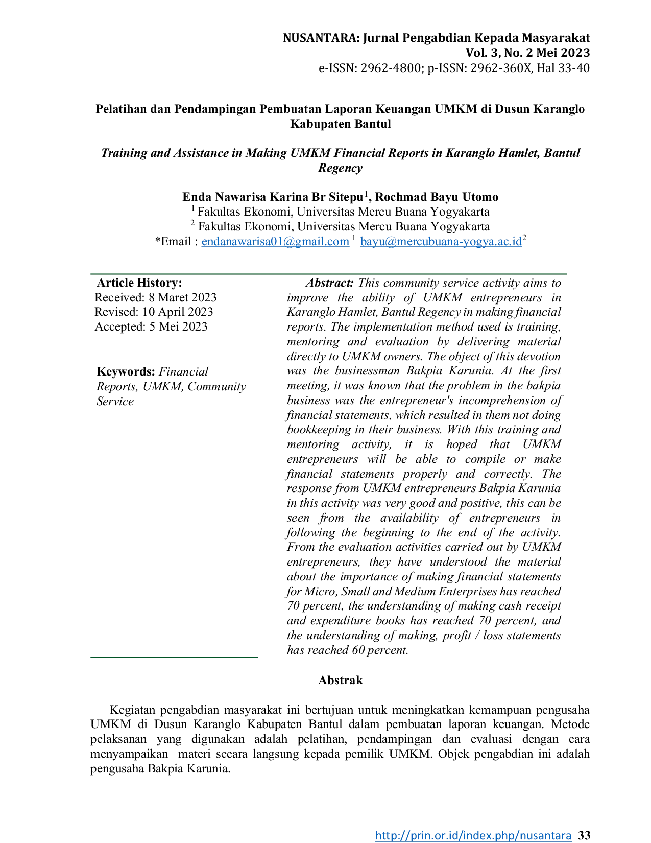 JURIS Pelatihan dan Pendampingan Pembuatan Laporan Keuangan UMKM di Dusun Karanglo Kabupaten Bantul