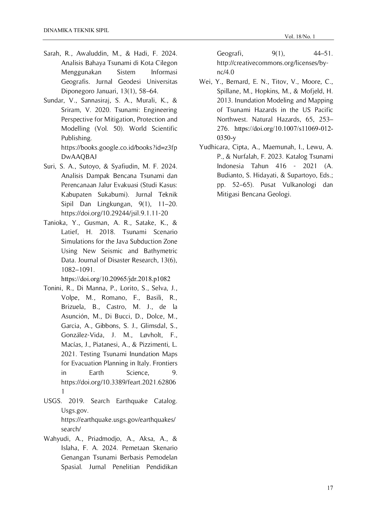 JURIS Tsunami Inundation Modeling and Hazard Mapping Using GIS in Sawarna Beach Banten Province