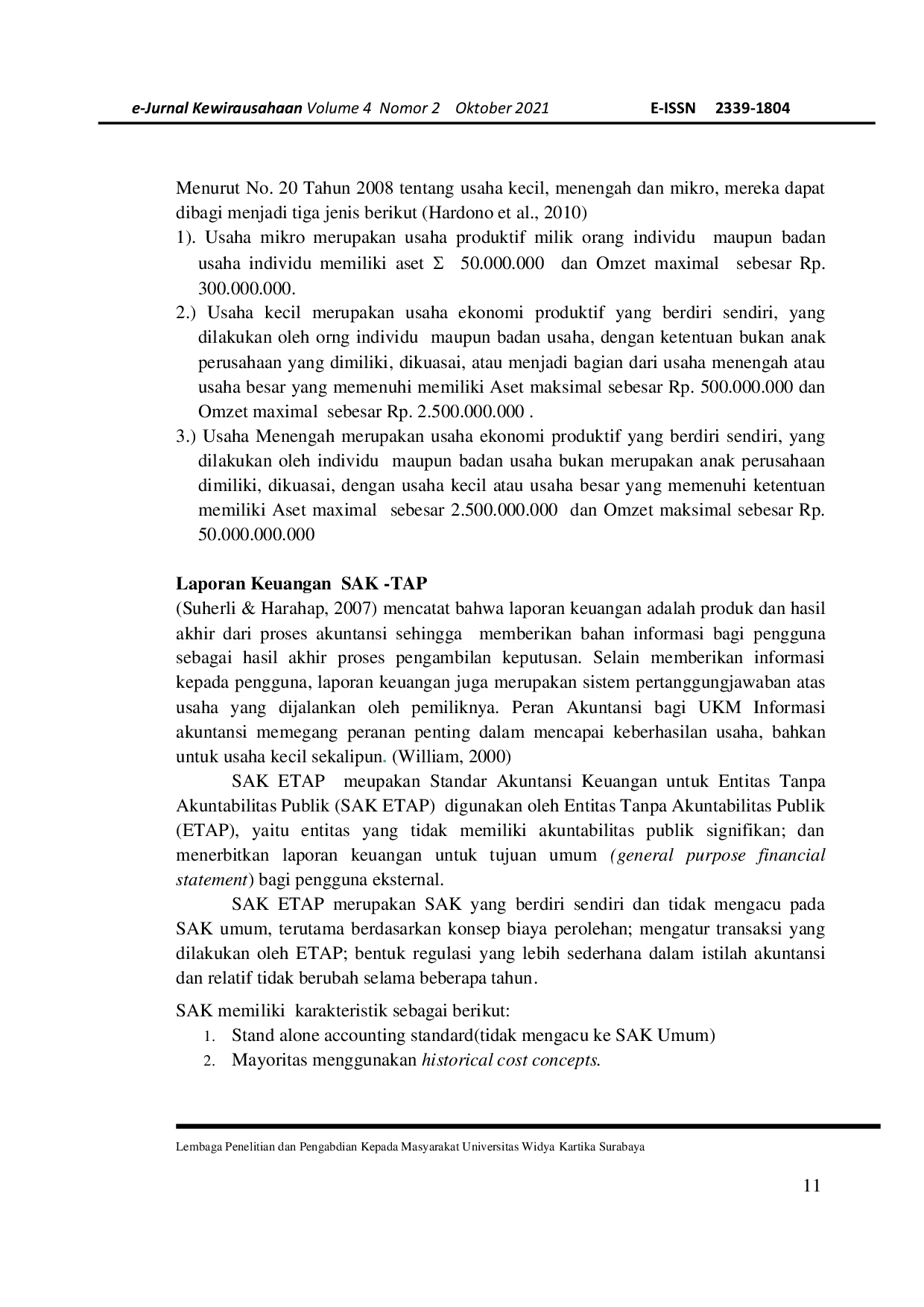 JURIS Implementasi Laporan Keuangan Berbasis SAK ETAP Sentra UMKM Kawasan Wisata Religi di Jawa Timur