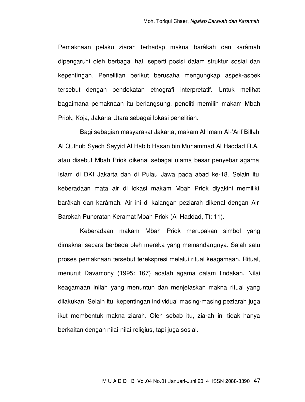 JURIS NGALAP BAR KAH DAN KAR MAH Analisis Makna Ziarah di Makam Mbah Priok Koja Jakarta Utara