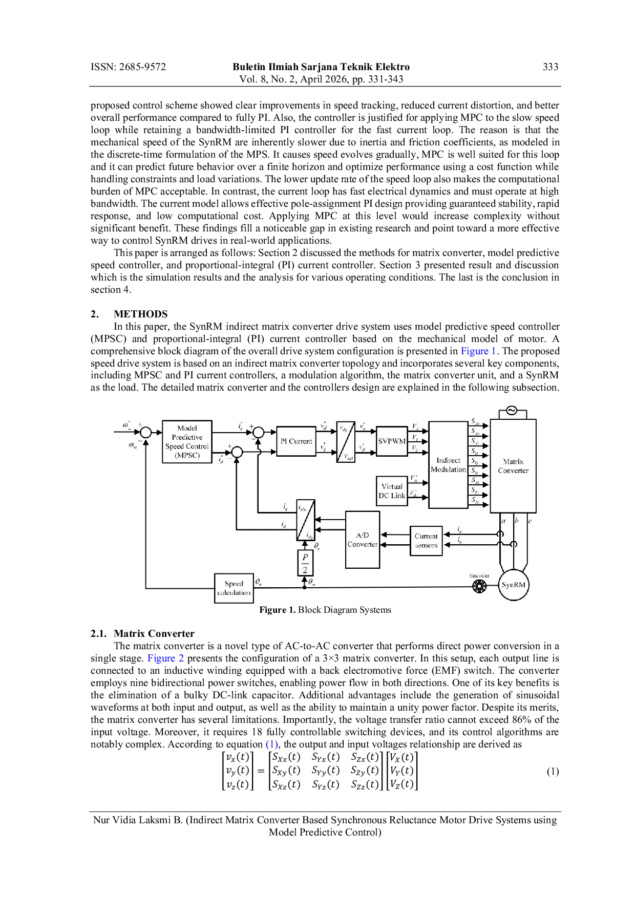 JURIS Indirect Matrix Converter Based Synchronous Reluctance Motor Drive Systems Using Model Predictive Control
