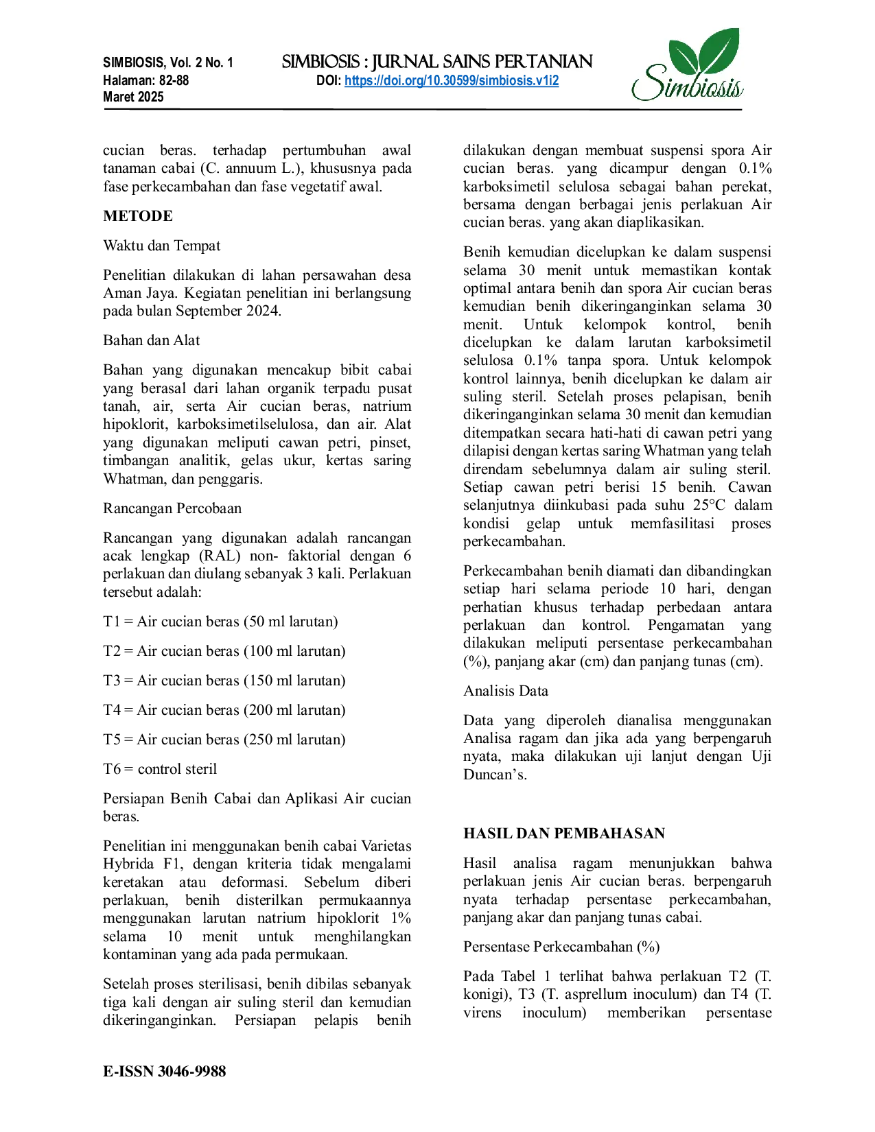 JURIS Aplikasi Berbagai Air Cucian Beras Pada Fase Vegetatif Tanaman Cabai Capsicum Annum L