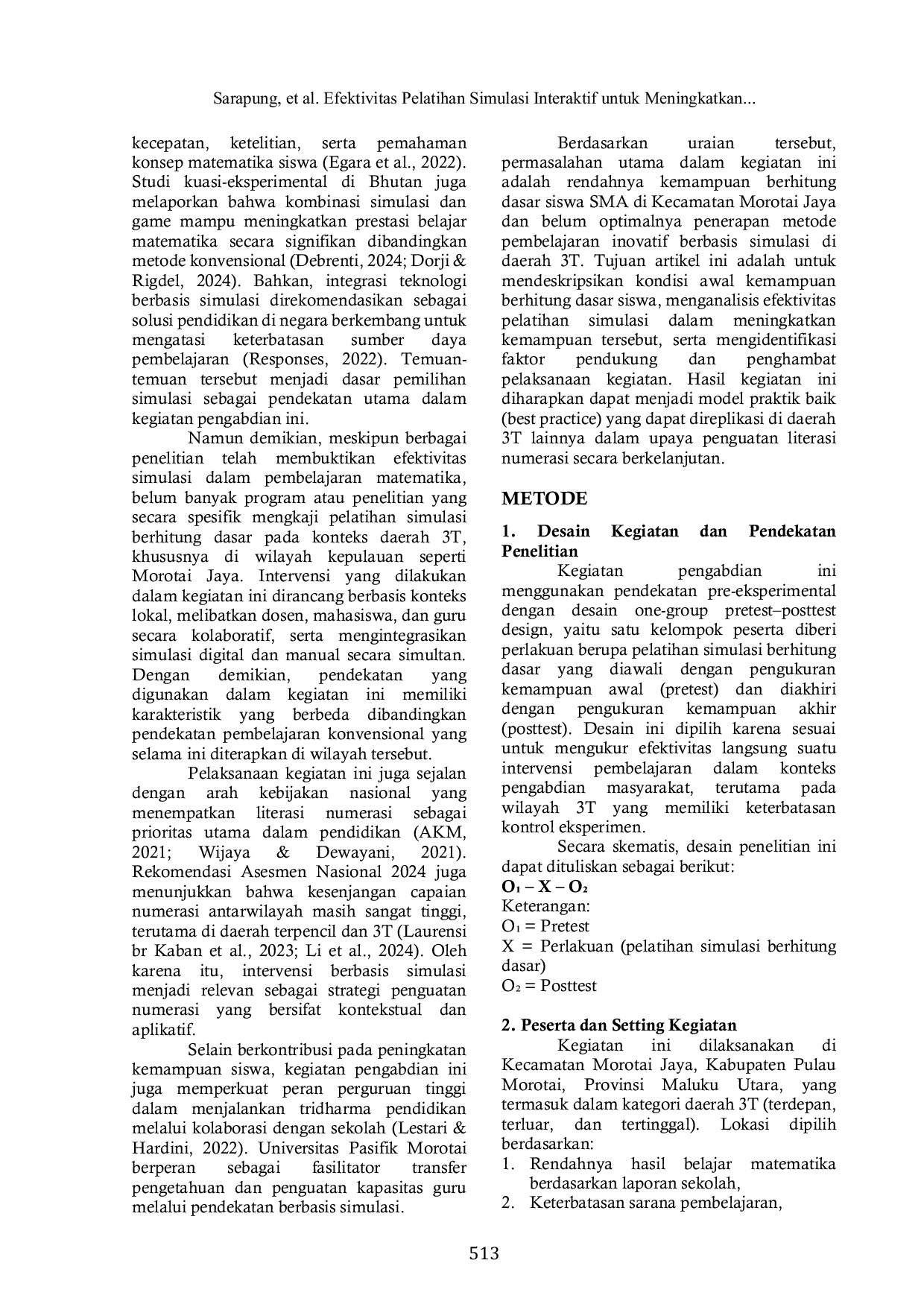 JURIS Efektivitas Pelatihan Simulasi Interaktif untuk Meningkatkan Kemampuan Berhitung Dasar Siswa SMA di Daerah 3T