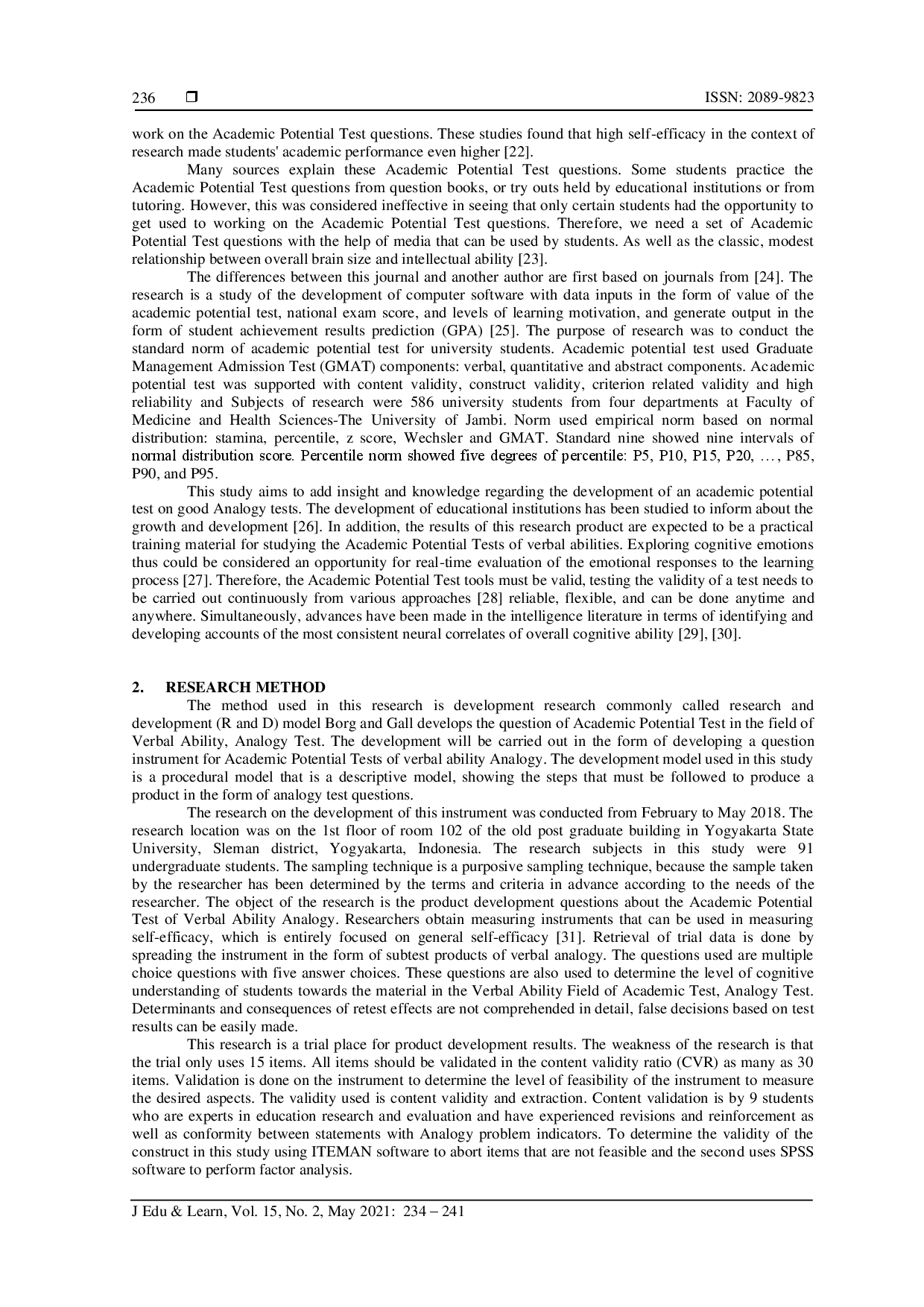 juris Developing instrument of academic potential test analogy verbal ability for undergraduate students