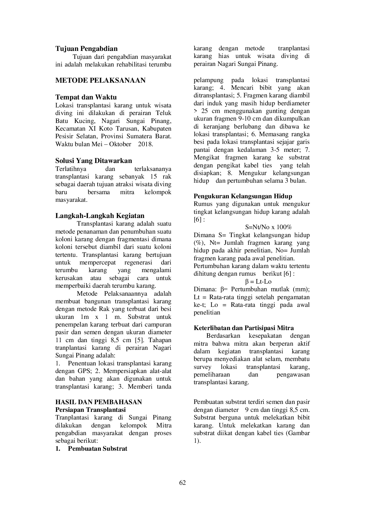 JURIS Transplantasi Karang Hias untuk Mendukung Wisata Selam di Nagari Sungai Pinang Kabupaten Pesisir Selatan