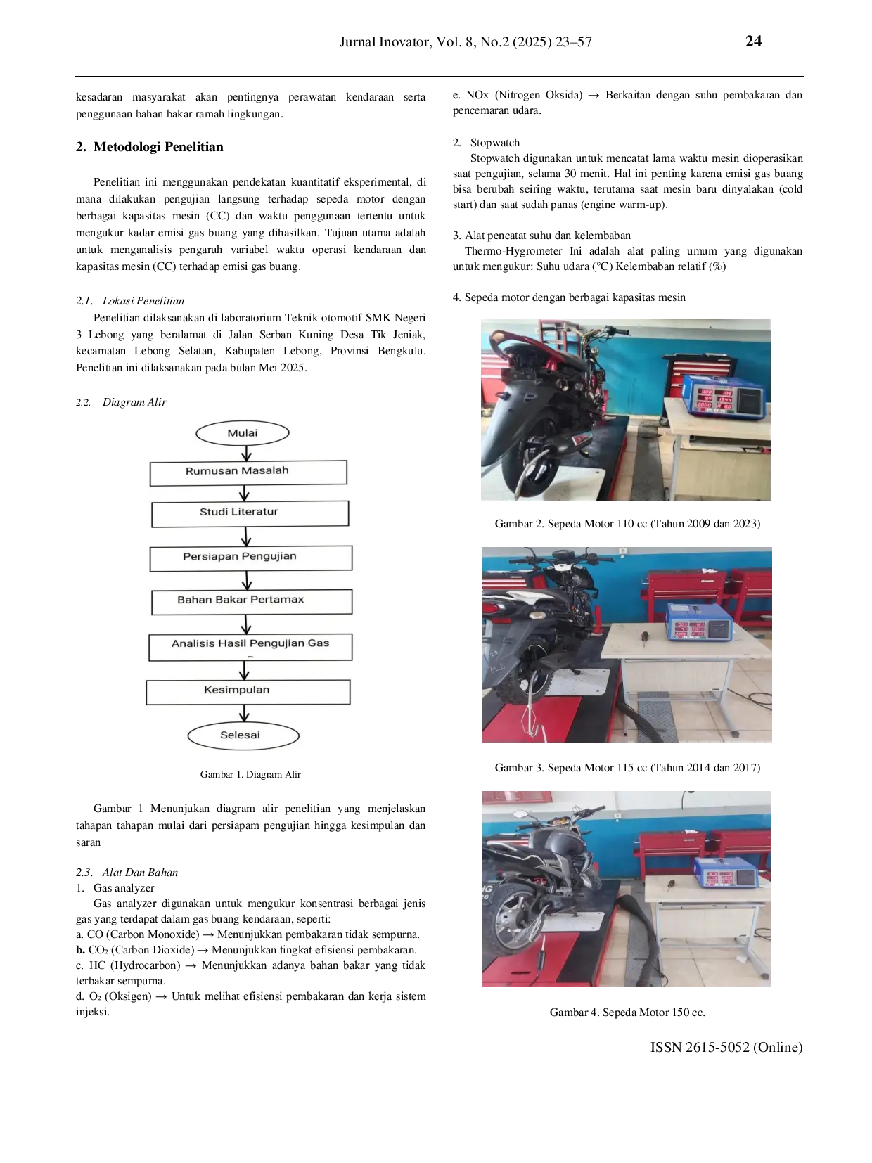 JURIS Analisis Pengaruh Umur dan CC Kendaraan terhadap Emisi Gas Buang pada Sepeda Motor Injeksi Menggunakan Bahan Bakar Ron 92