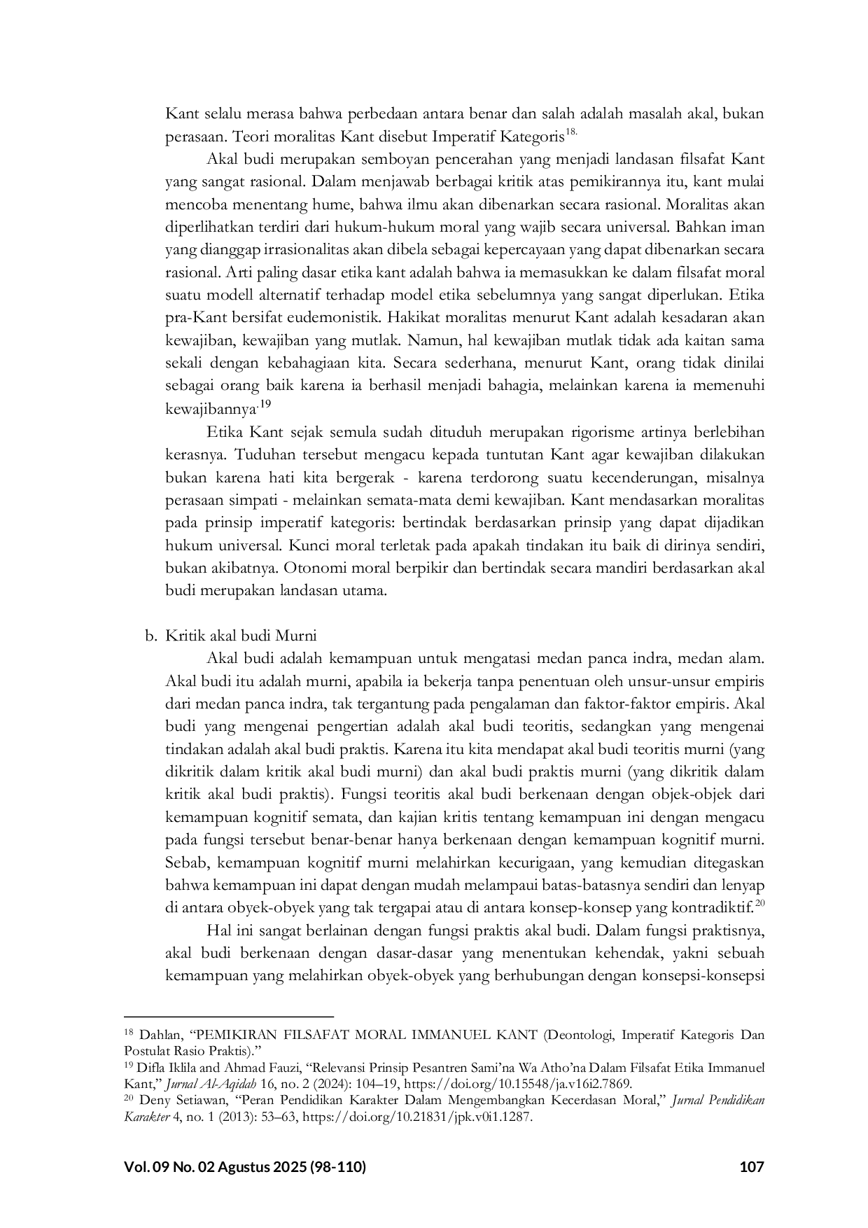 JURIS Pembentukan Moral Peserta Didik Menurut St Thomas Aquinas dan Immanuel Kant