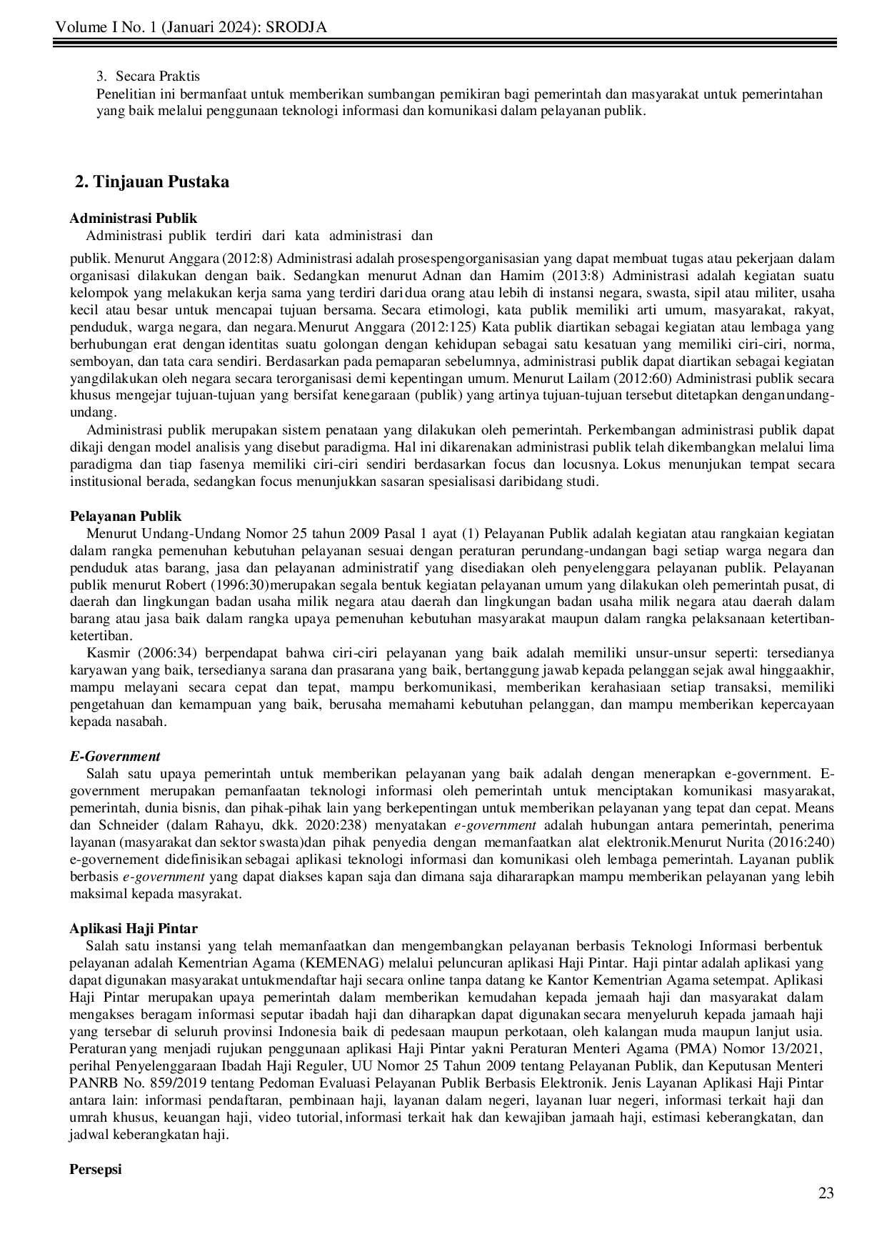 JURIS Persepsi Masyarakat Atas Layanan Aplikasi Haji Pintar di Kab Bangkalan