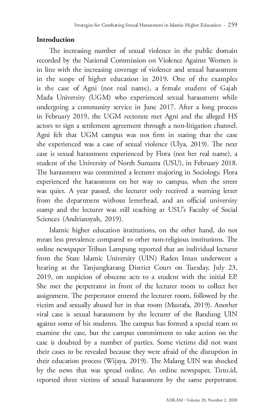 juris Strategies for Combating Sexual Harassment in Islamic Higher Education