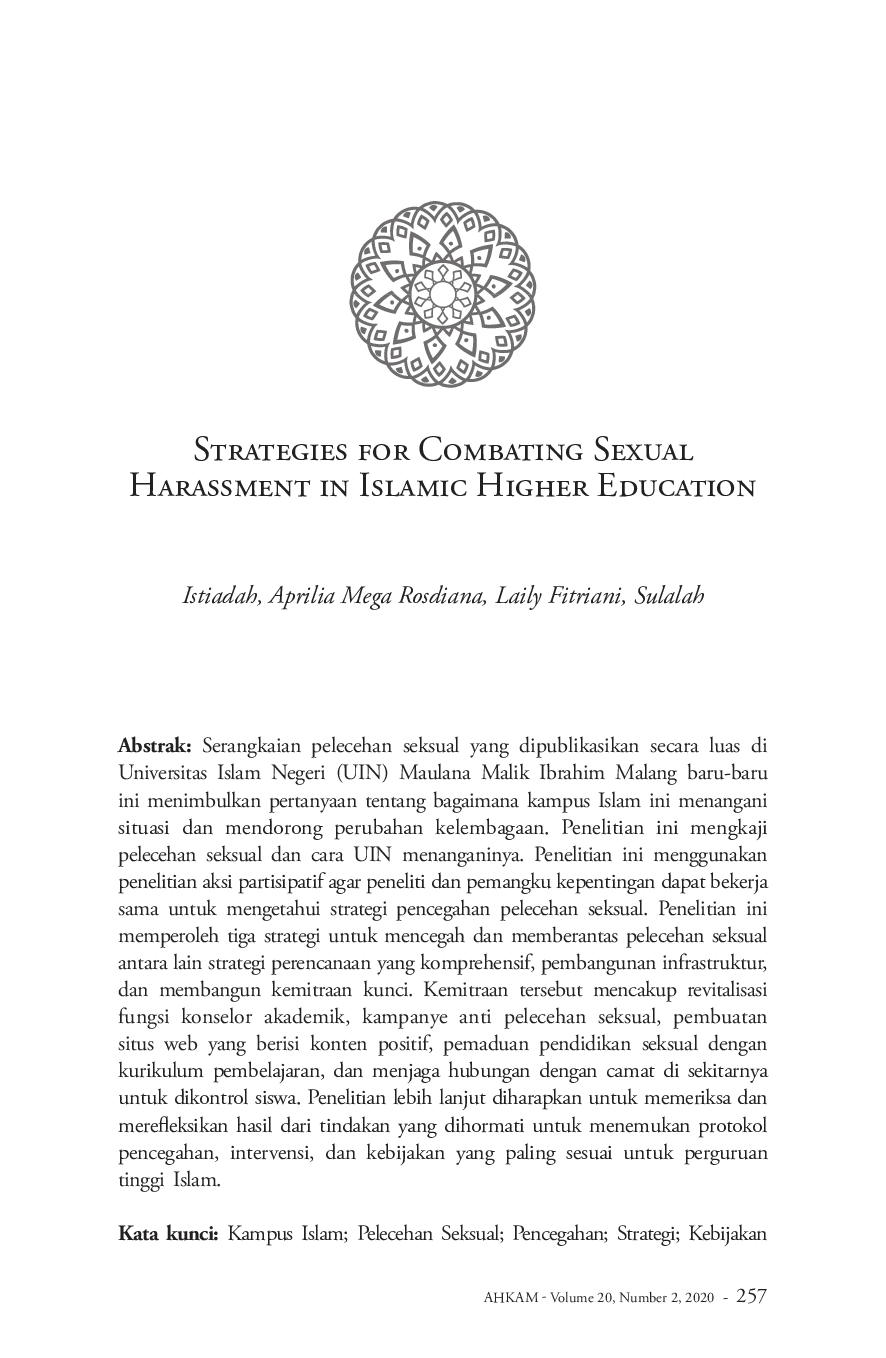 juris Strategies for Combating Sexual Harassment in Islamic Higher Education