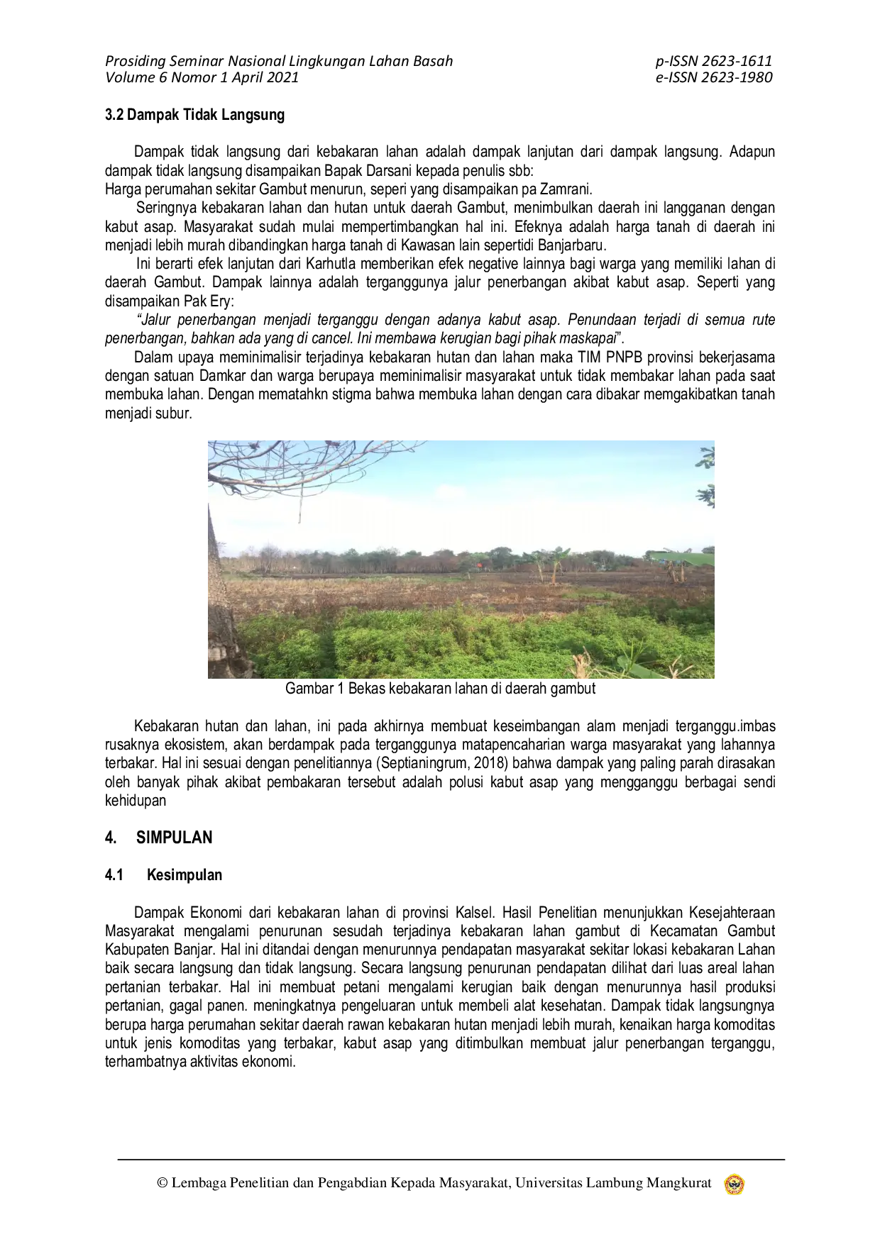 JURIS Dampak Ekonomi Karhutla Di Provinsi Kalimantan Selatan Telaah Kualitatif Pada Kebakaran Lahan Di Kecamatan Gambut Kalimantan Selatan