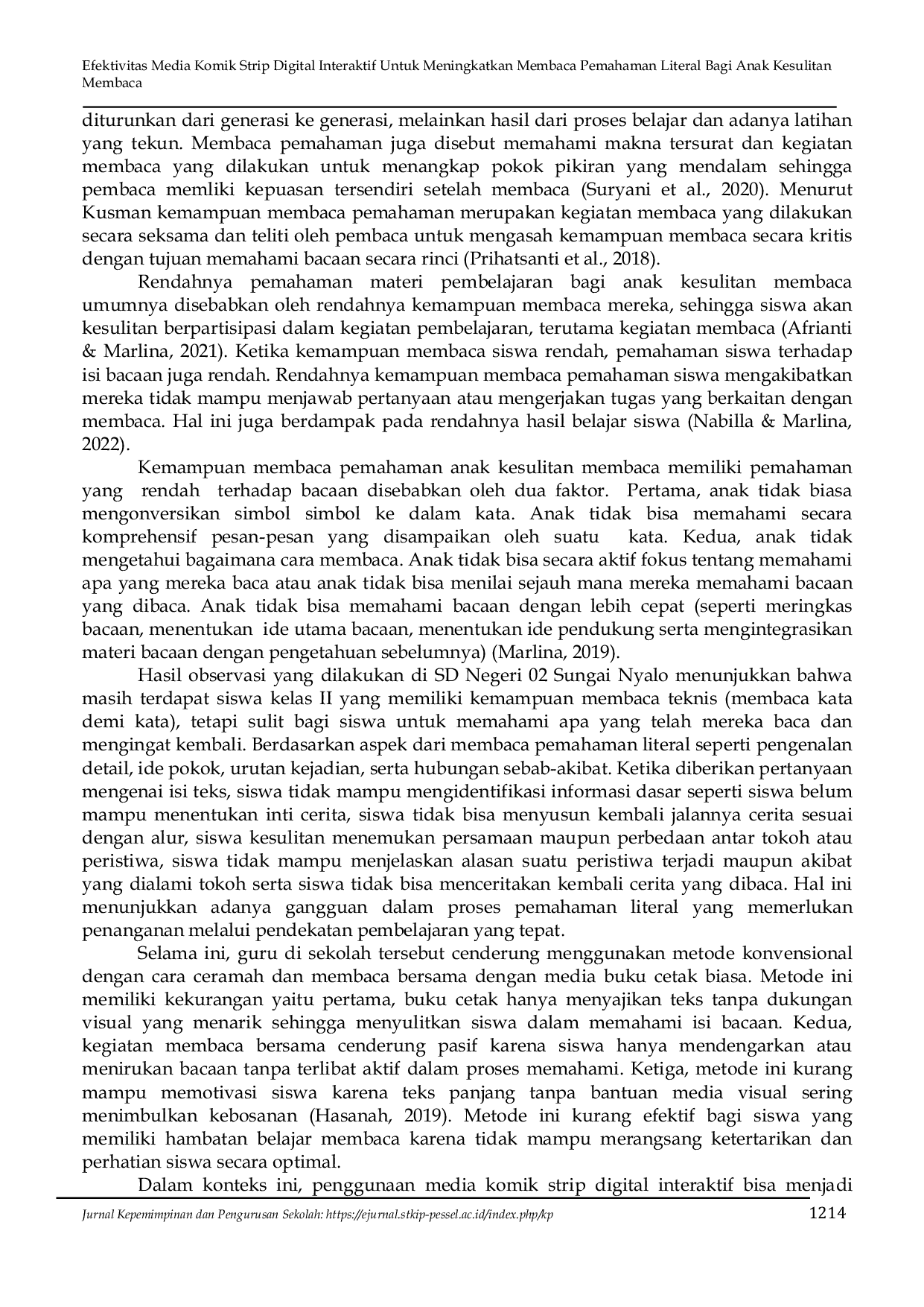 JURIS Efektivitas Media Komik Strip Digital Interaktif Untuk Meningkatkan Membaca Pemahaman Literal Bagi Anak Kesulitan Membaca
