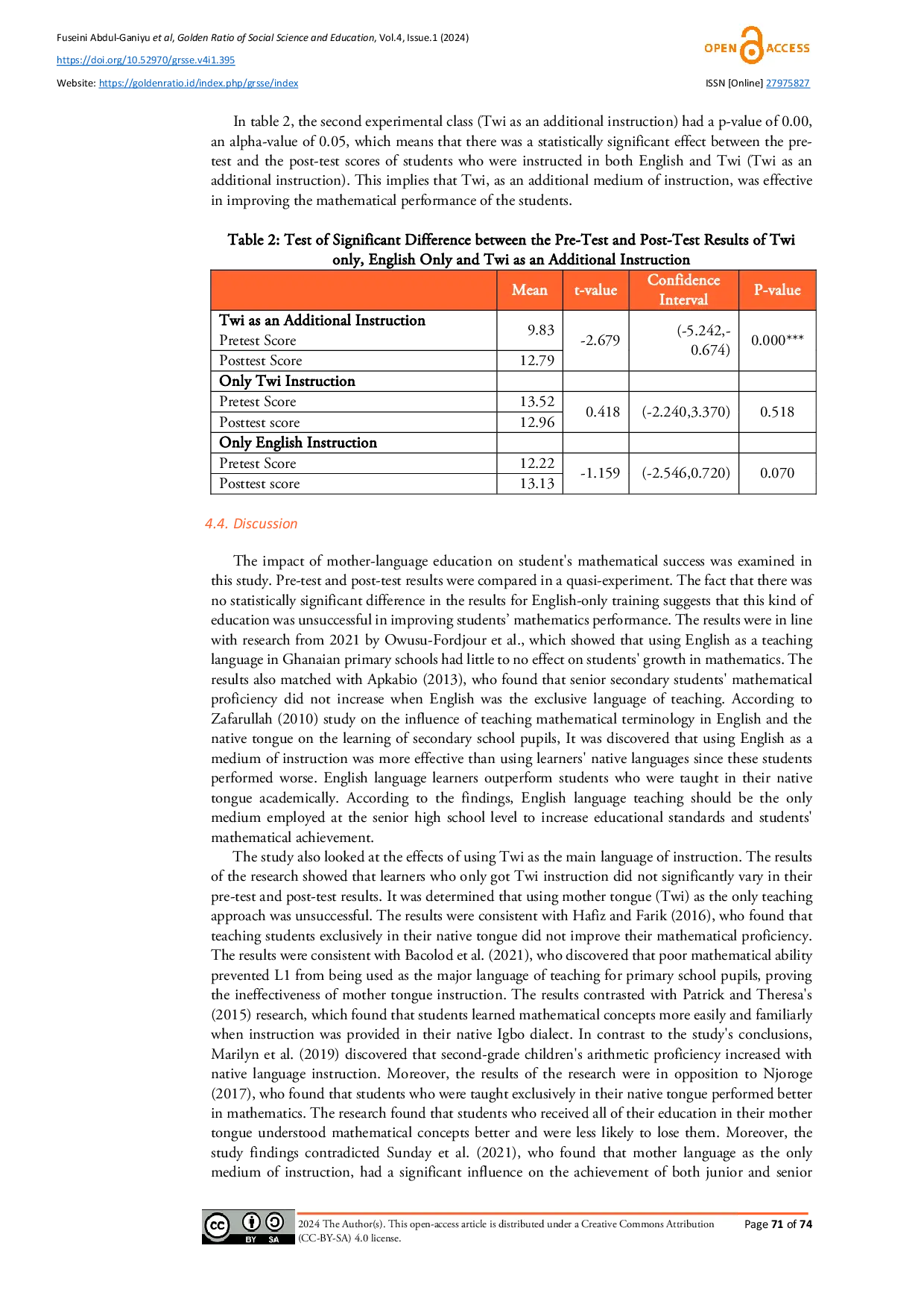 JURIS Effects of Mother Tongue Instruction on Students Mathematical Achievement in the Bekwai Municipal Ghana