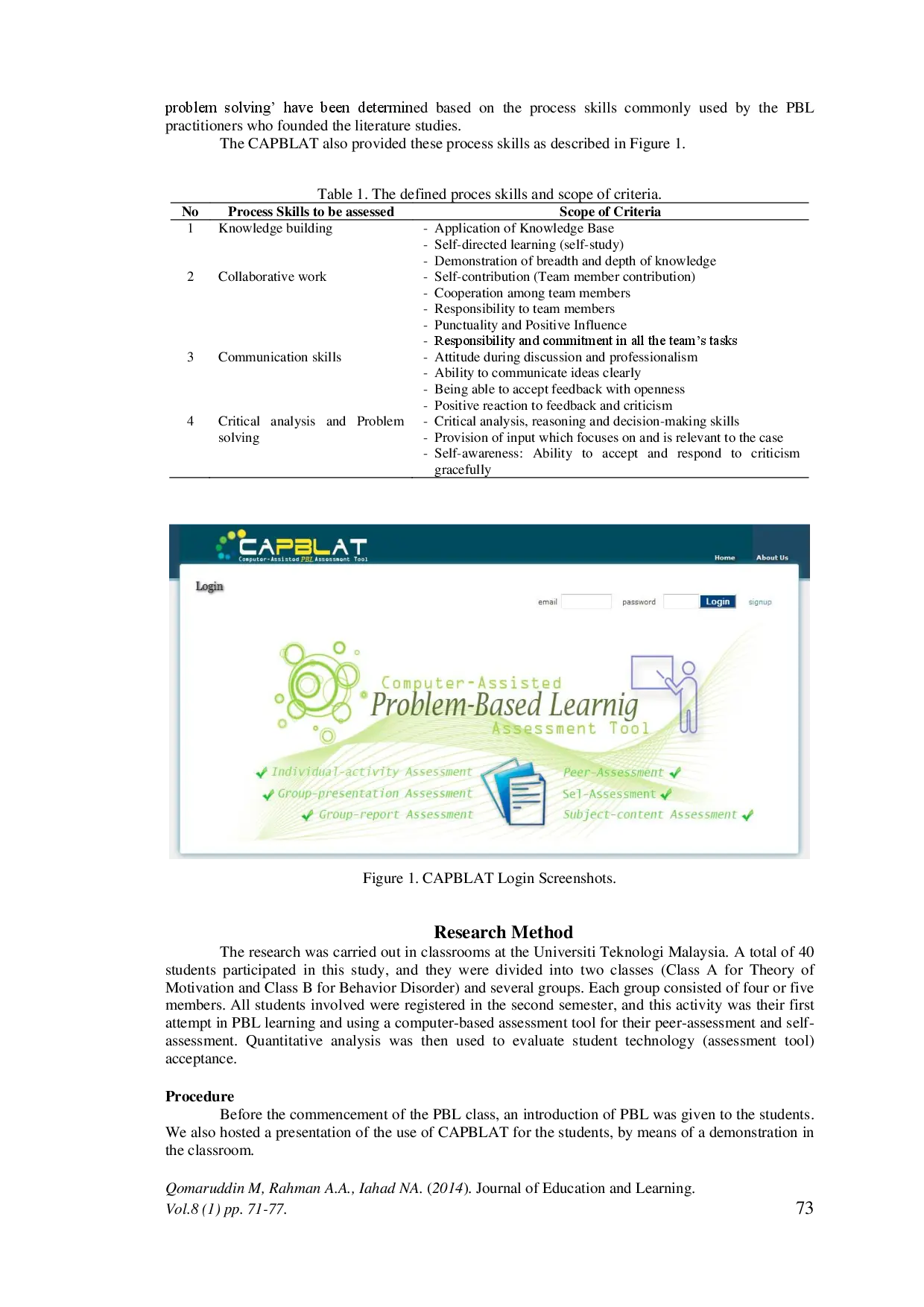 juris User Acceptance Test of Computer Assisted Problem Based Learning Assessment Tool CAPBLAT