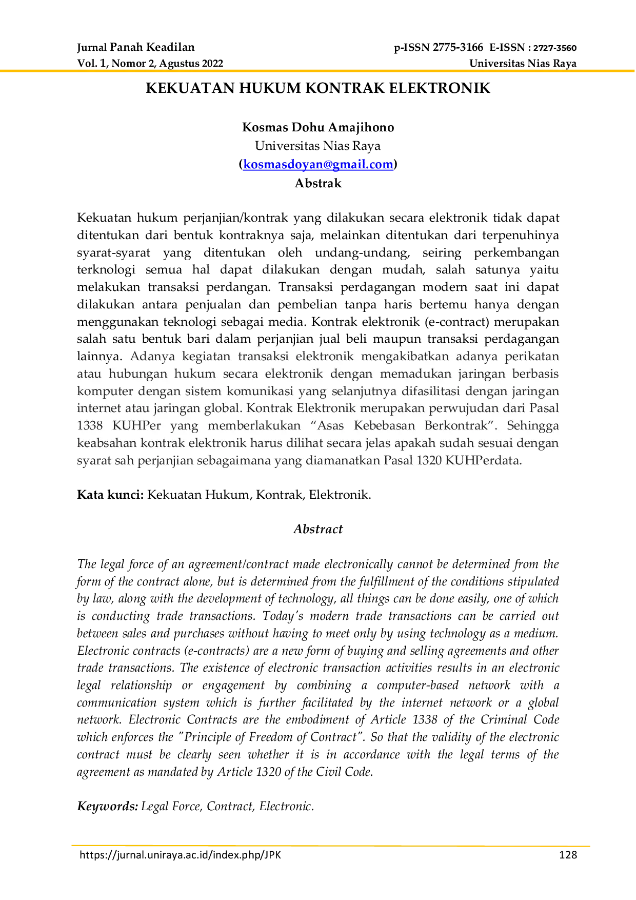 JURIS Kekuatan Hukum Kontrak Elektronik