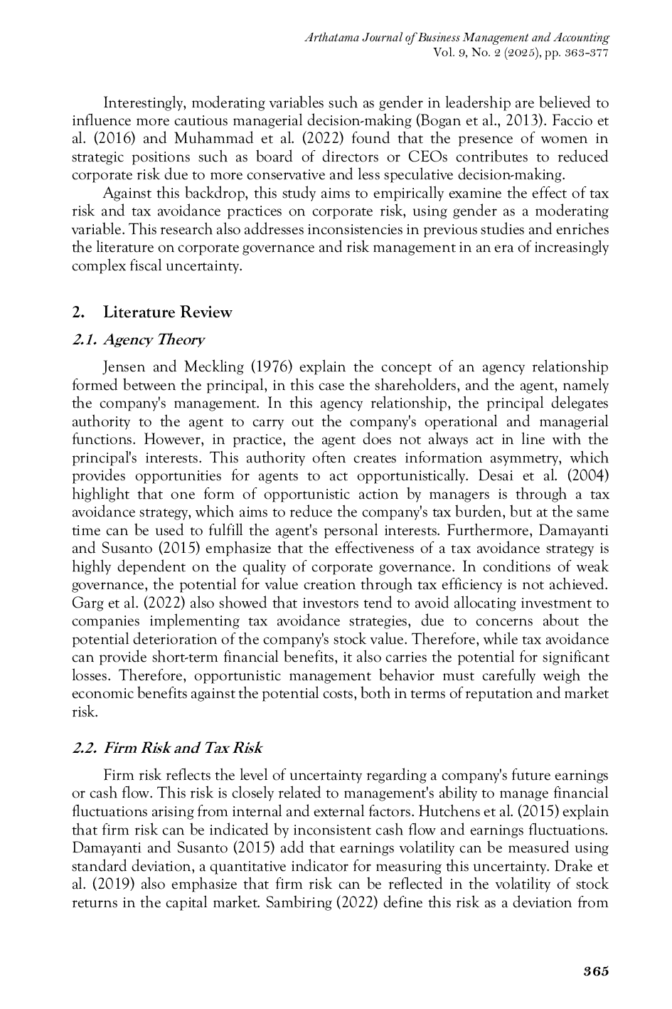 JURIS Tax Risk Tax Avoidance and Corporate Risk The Moderating Role of Board Gender in Indonesian Firms