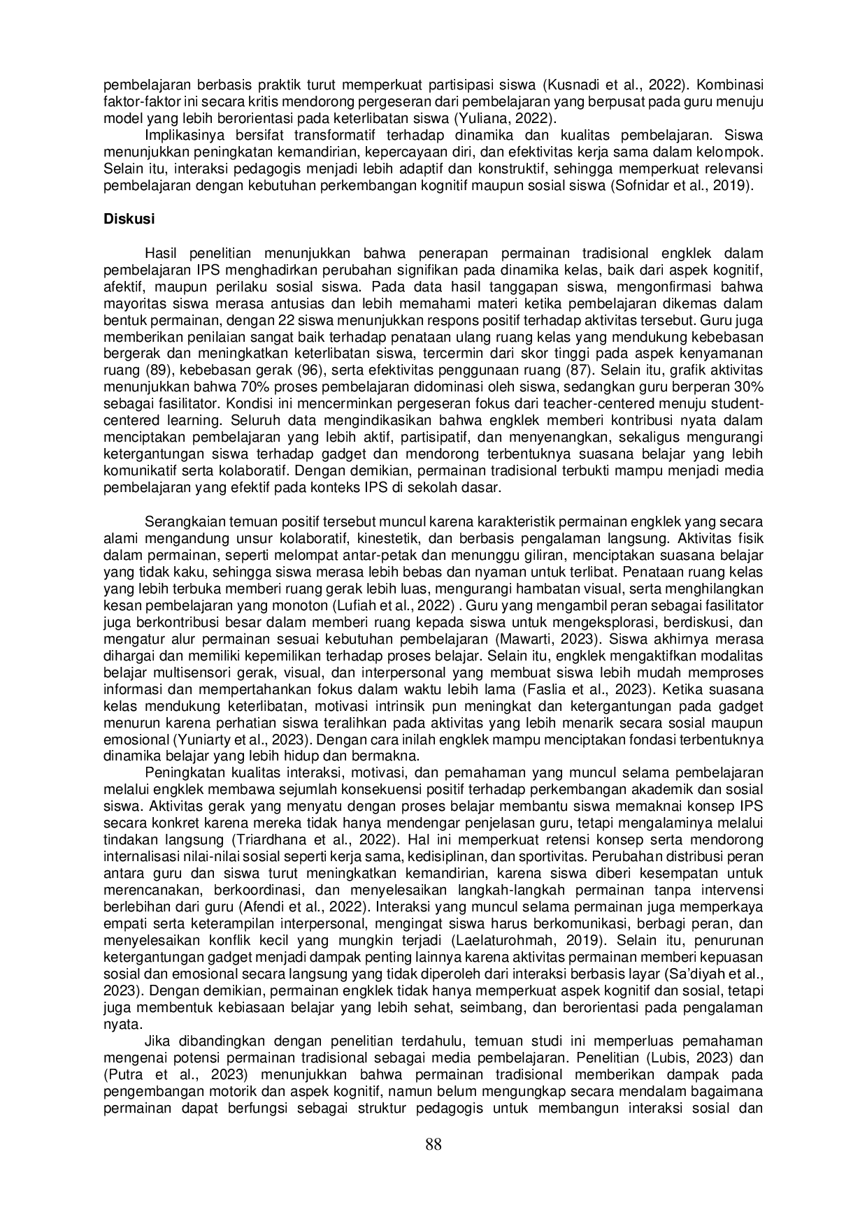 JURIS Transformasi Pembelajaran Kolaboratif Efektivitas Permainan Tradisional Engklek sebagai Solusi Alternatif Ketergantungan Gadget dalam Pembelajaran IPS