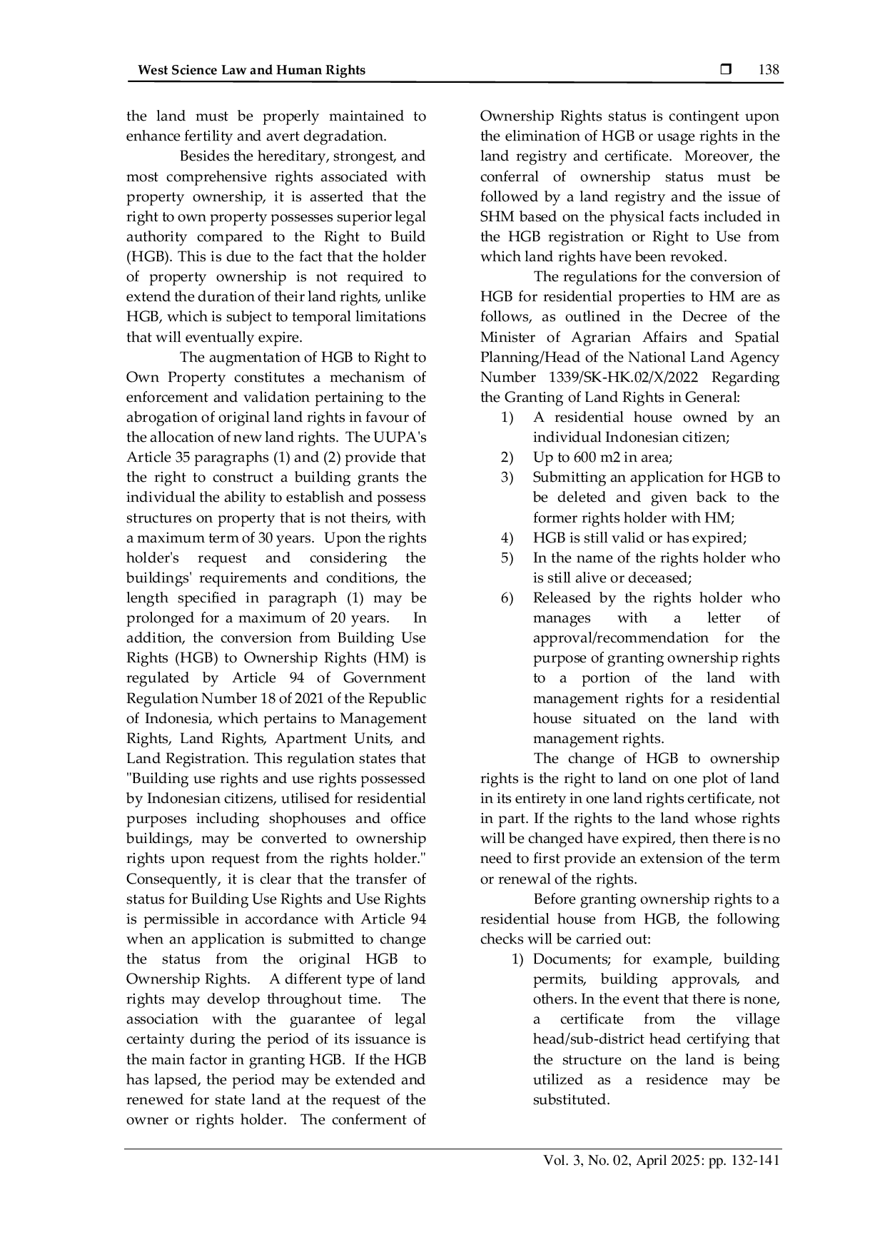 JURIS Implementation of Improvement of Building Rights into Land Ownership Rights and its Obstacles in Indonesia